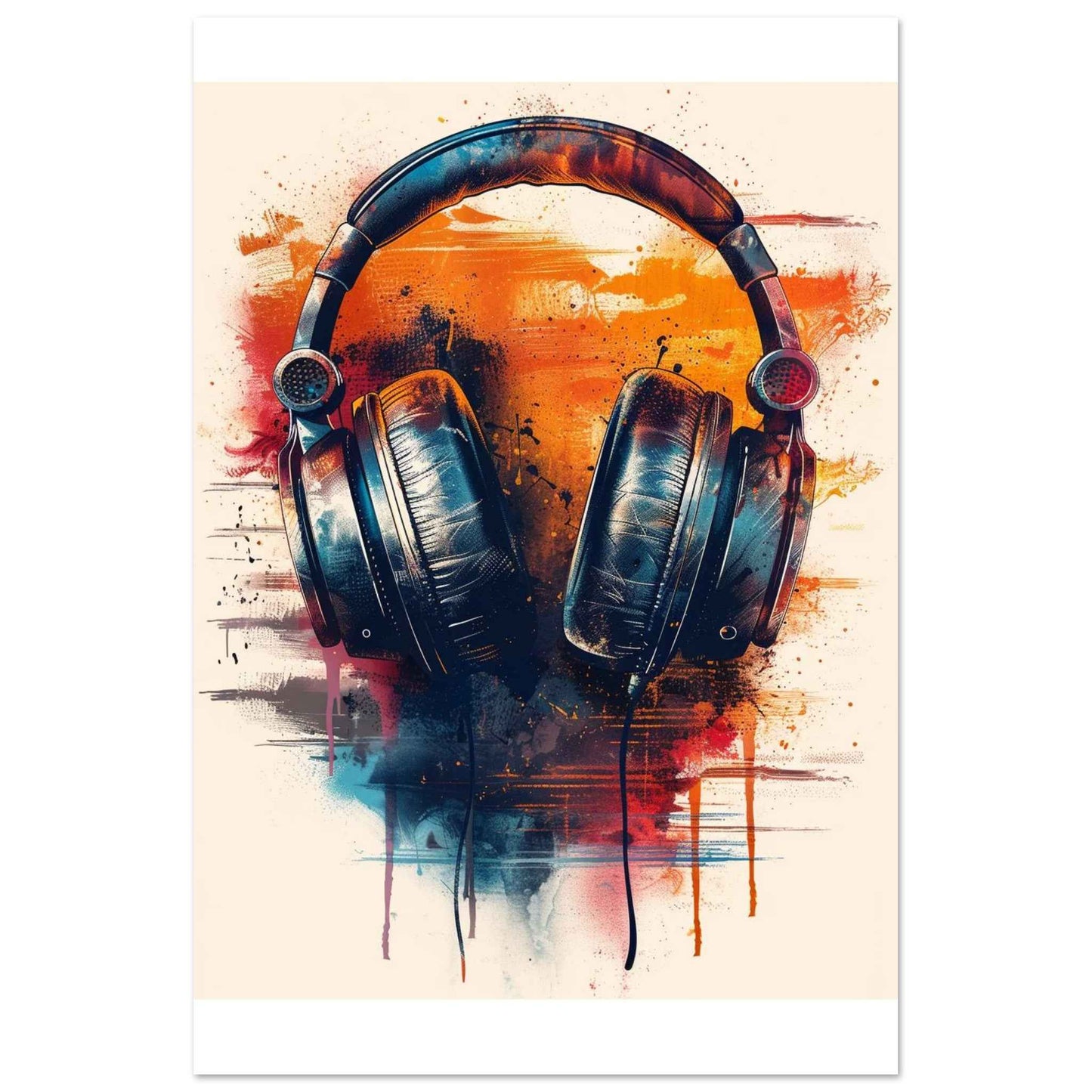 "Soundscape Headphones" Poster – Vibrant Urban Art Print (Multiple Sizes Available)
