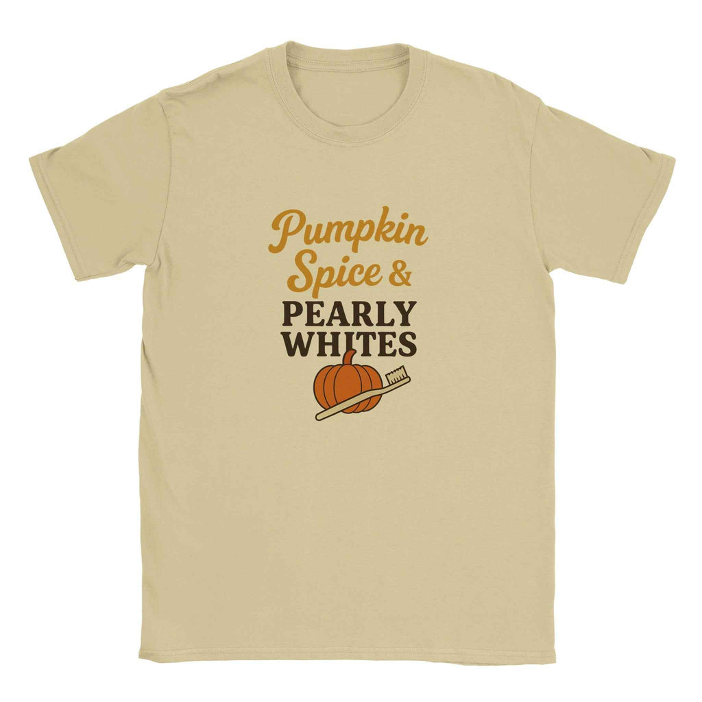 Pumpkin Spice Pearly Whites T-Shirt – Pumpkin Spice Dental T-Shirt - F4 Custom Prints