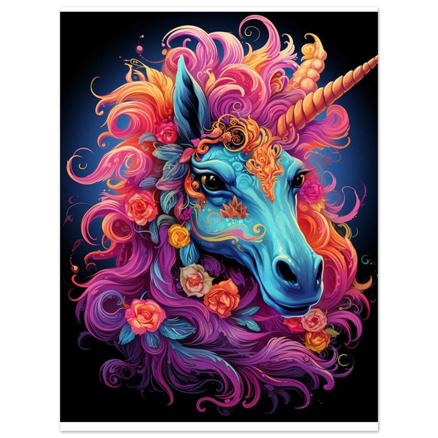 Neon Unicorn Dream Poster – Vibrant Fantasy Wall Art (Multiple Sizes Available)