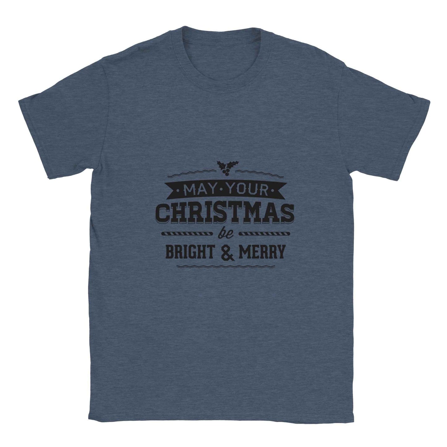 Merry & Bright Christmas Holly Tee – Festive Holiday Graphic Tee in Your Choice of Colors