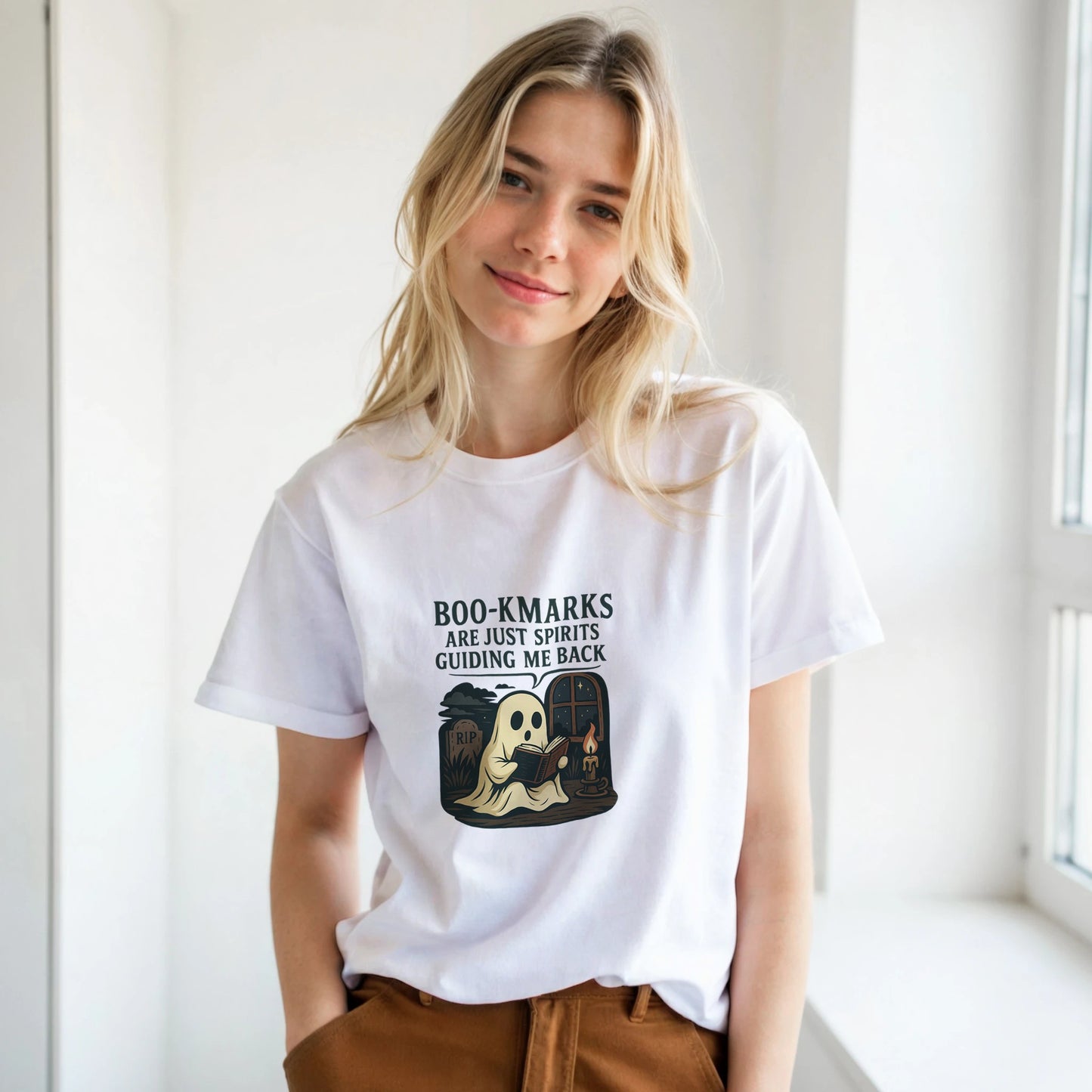 Boo-Kmarks T-Shirt – Spooky Book Lover Halloween Tee - F4 Custom Prints