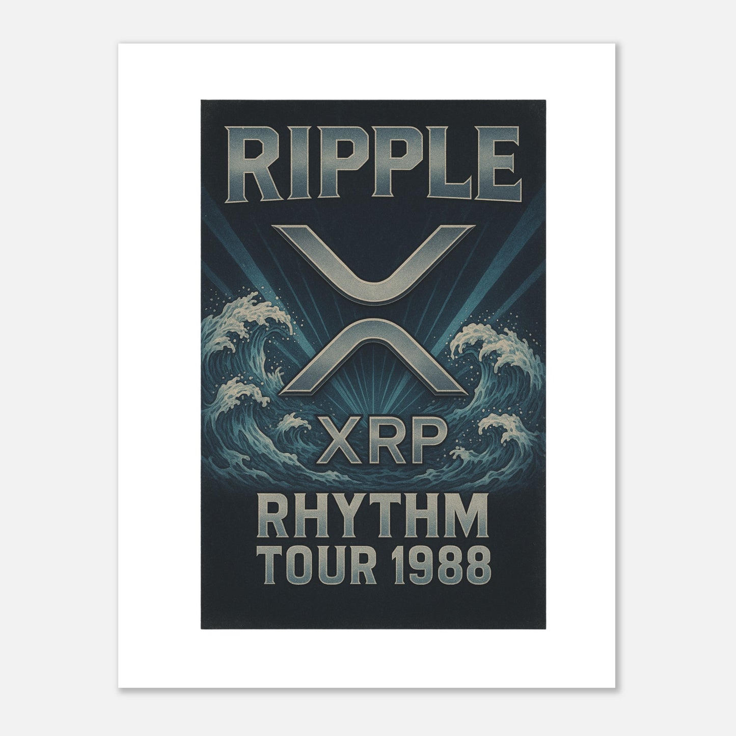 XRP Crypto Art Poster – “Rhythm Tour 1988” Retro Concert Aesthetic - F4 Custom Prints