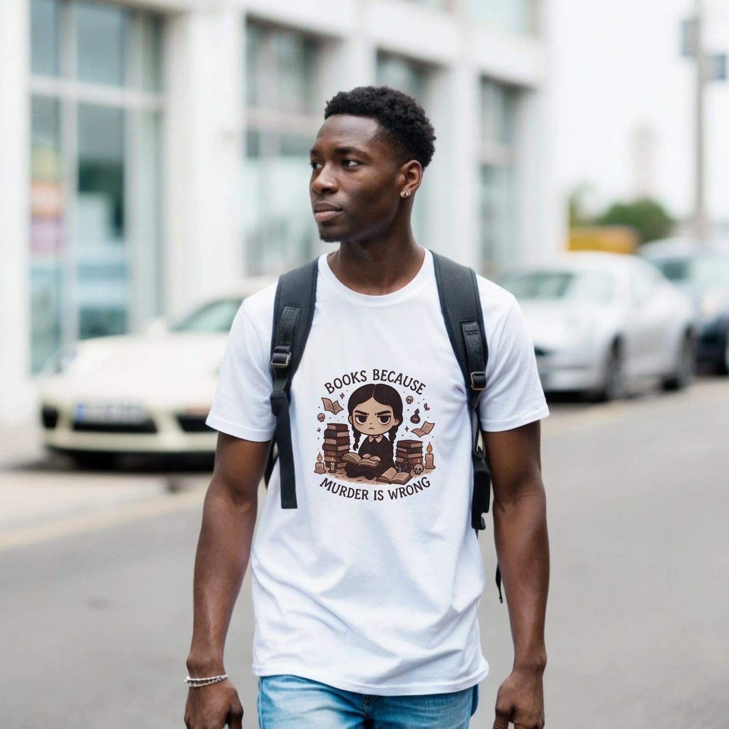 Books Because Murder Is Wrong T-Shirt – Dark Academia Book Lover Tee - F4 Custom Prints