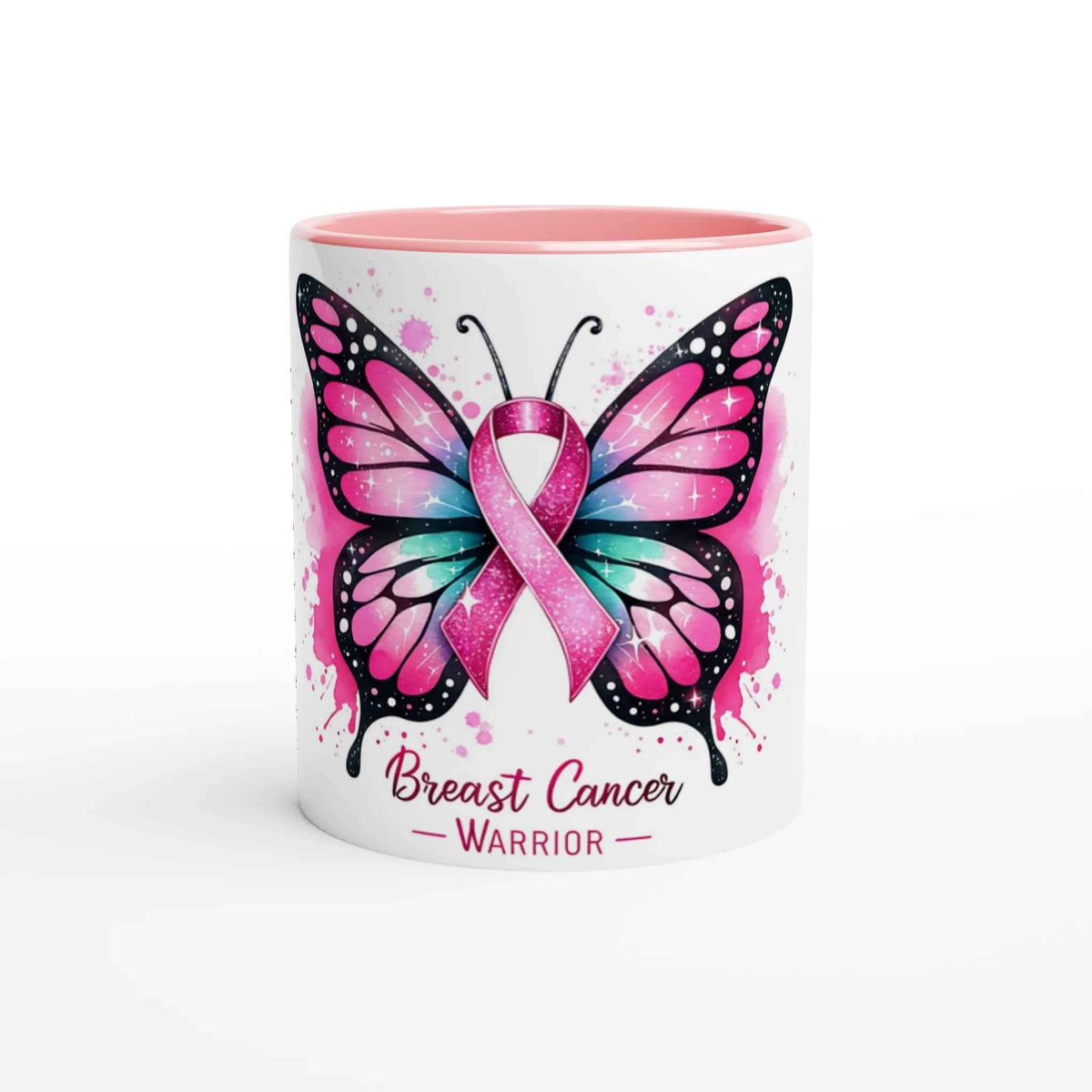 Breast Cancer Warrior Butterfly 11oz Coffee Mug with Color Inside