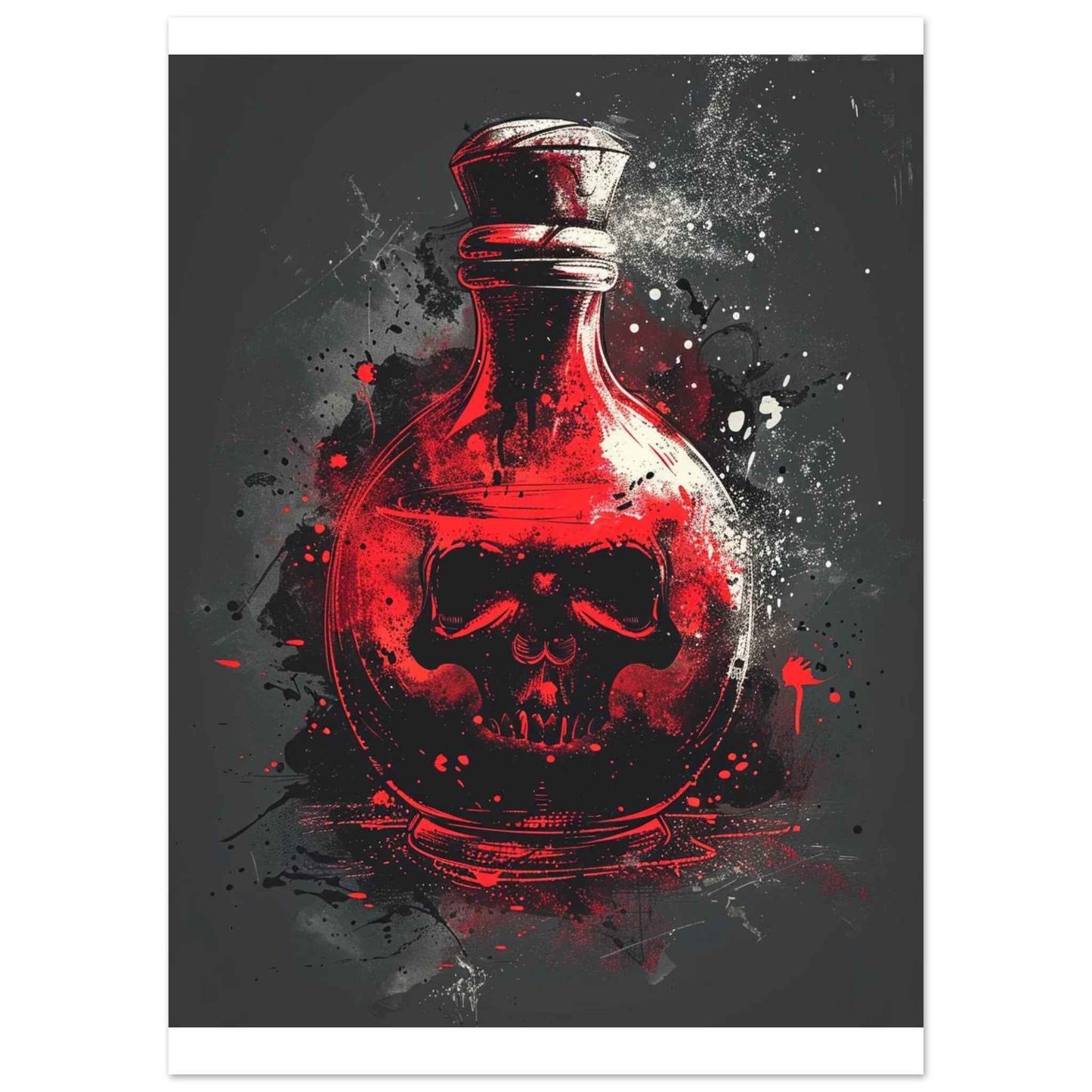 "Crimson Elixir" Poster – Gothic Skull Potion Bottle Wall Art (Multiple Sizes Available)