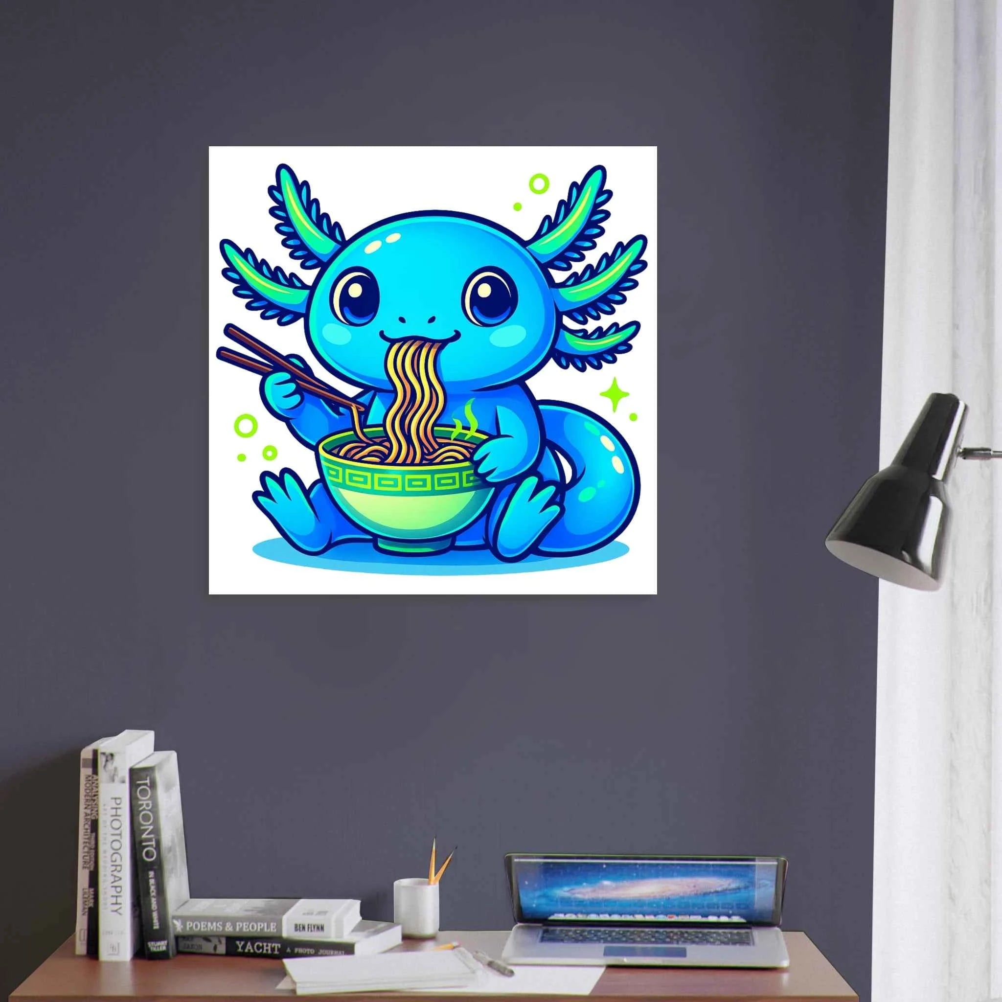 Kawaii Axolotl Ramen Fine Art Poster