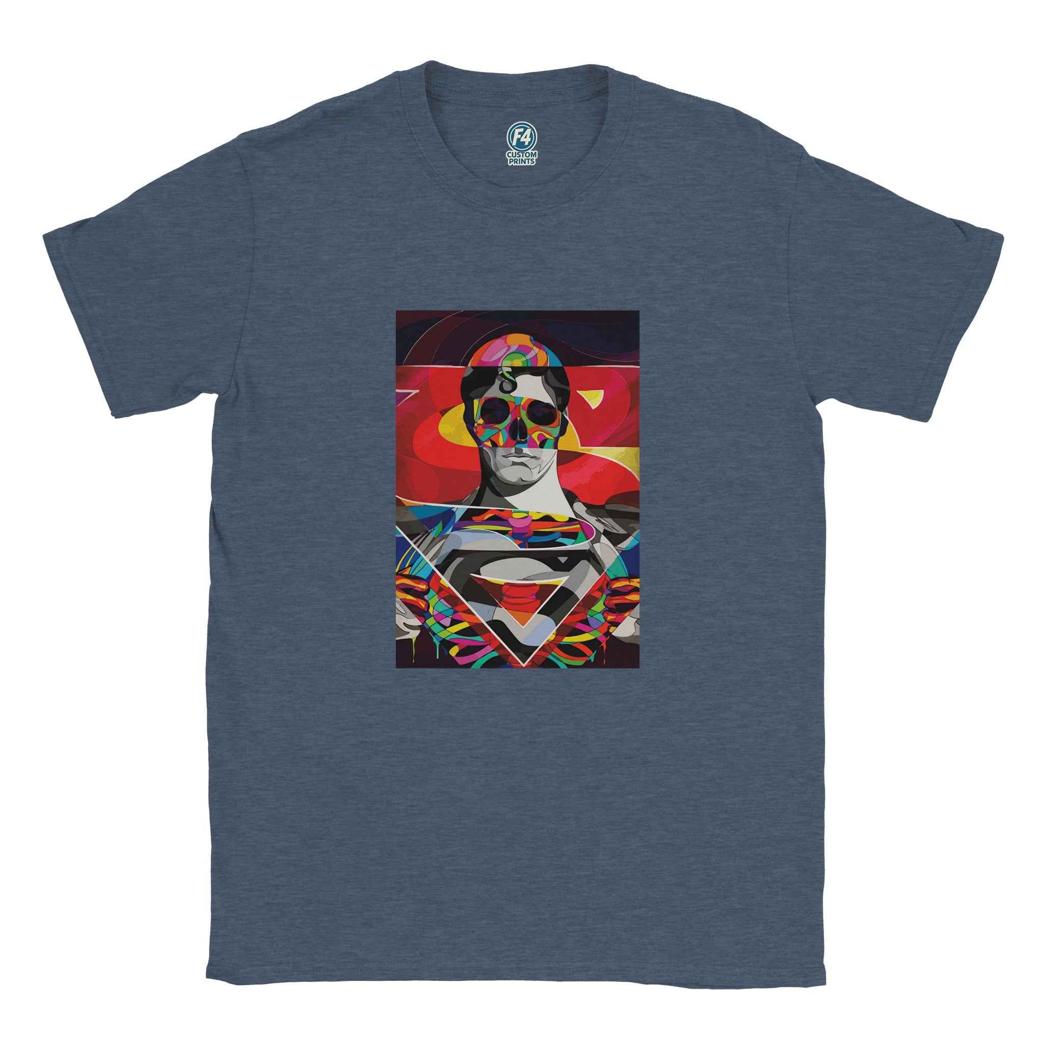 Abstract Superman T-Shirt – Heroic Pop Art Comic-Inspired Graphic Tee in Vibrant Hues