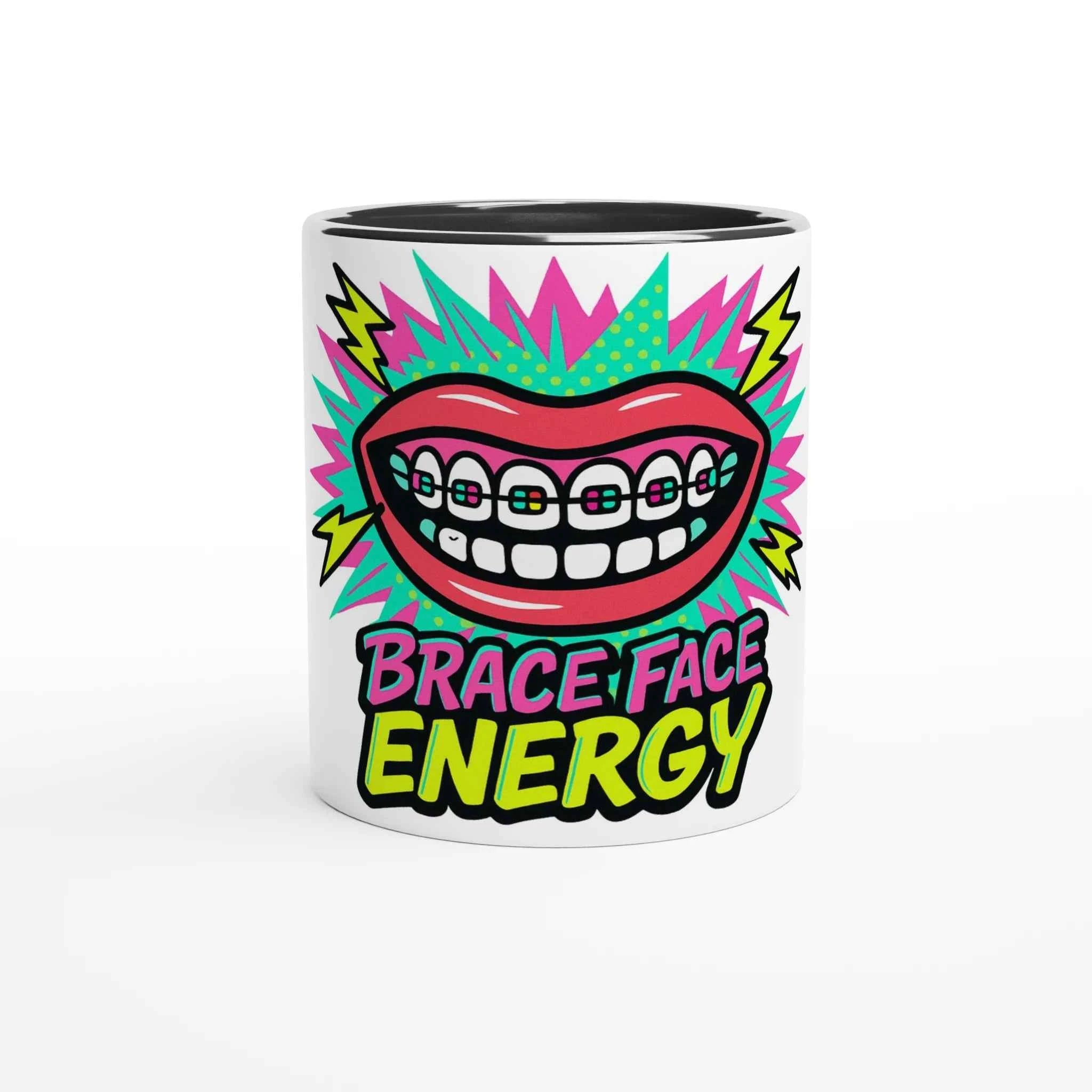 Brace Face Energy 11oz Coffee Mug with Color Inside