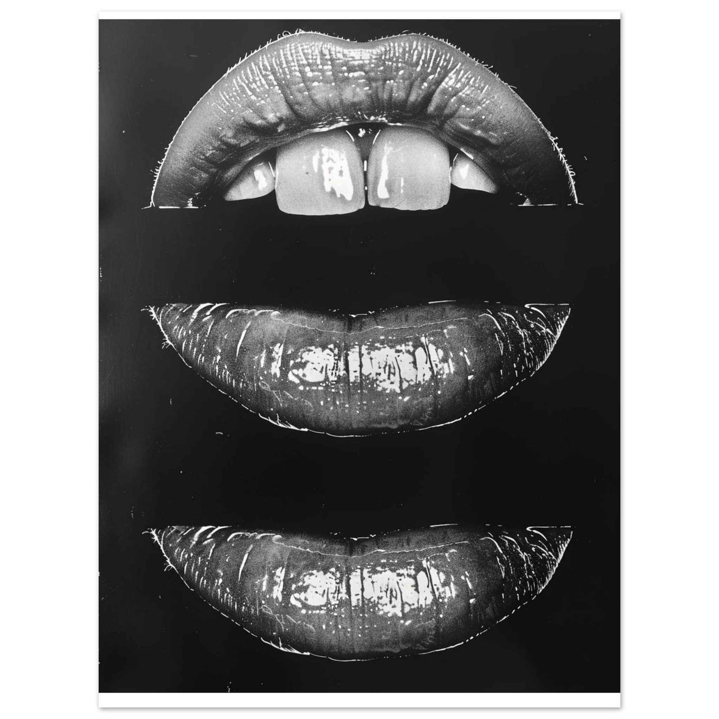 "Shiny Lips" Poster – Monochrome Glamour Wall Art (Multiple Sizes Available)