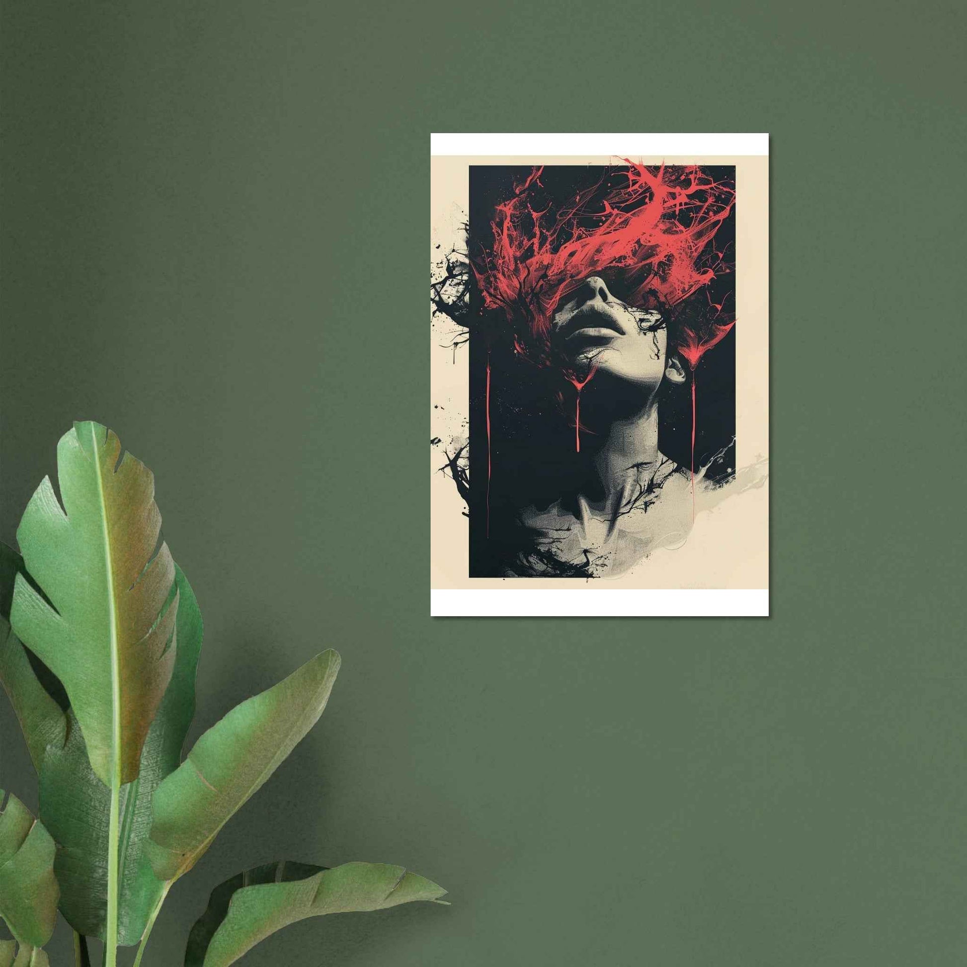 "Crimson Flow" Poster – Abstract Expressionist Wall Art (Multiple Sizes Available)