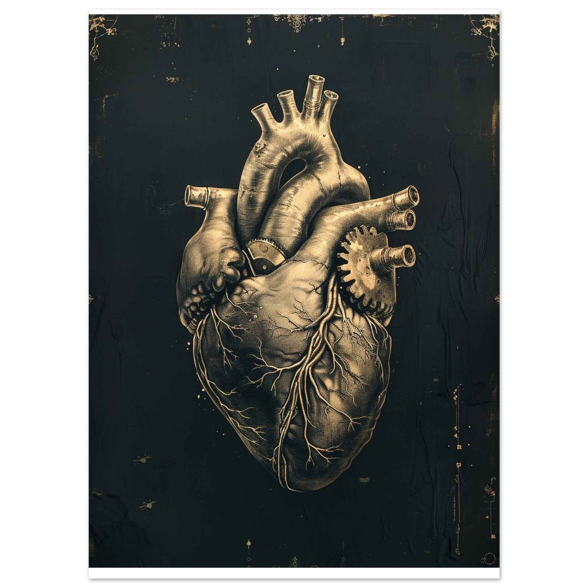 "Steampunk Heart" Poster – Intricate Industrial Anatomy Wall Art (Multiple Sizes Available)