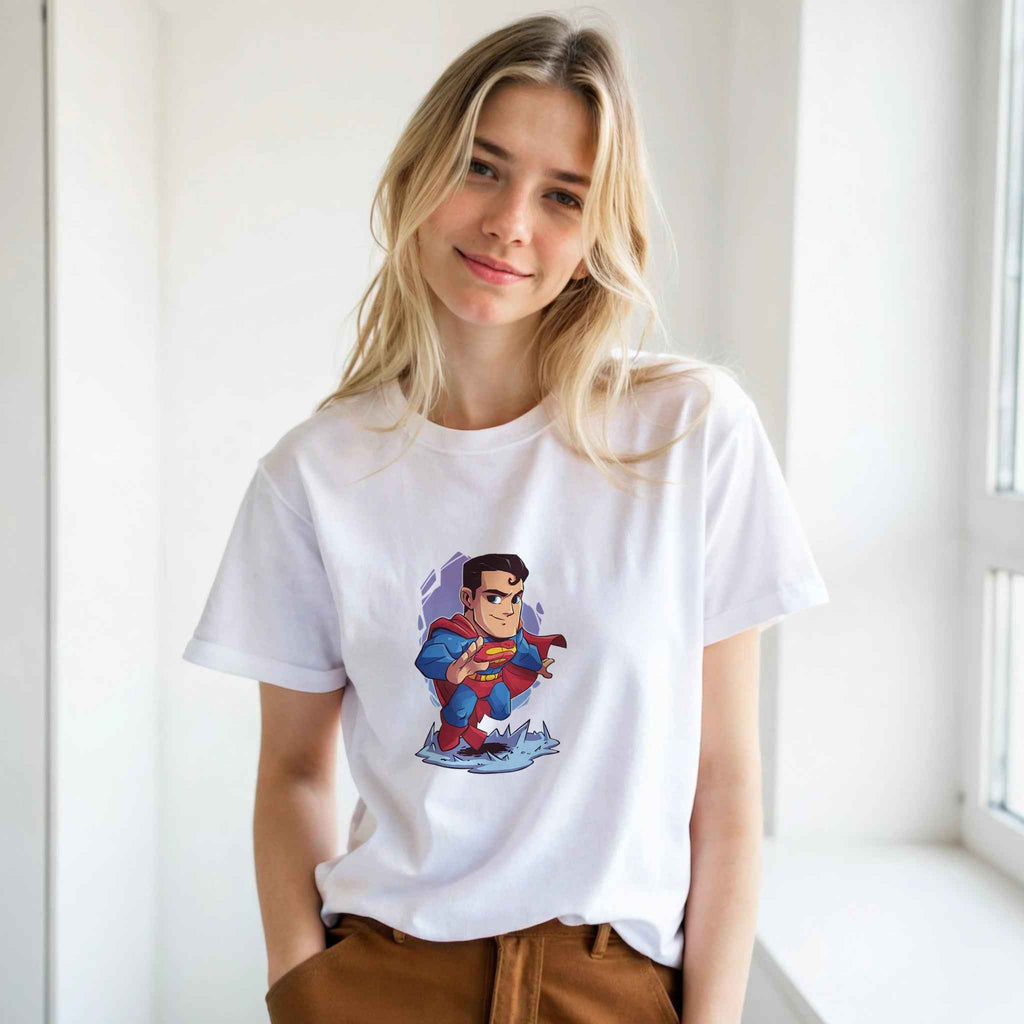 Chibi Superman T-Shirt – Heroic Comic-Inspired Graphic Tee for Everyday Heroes