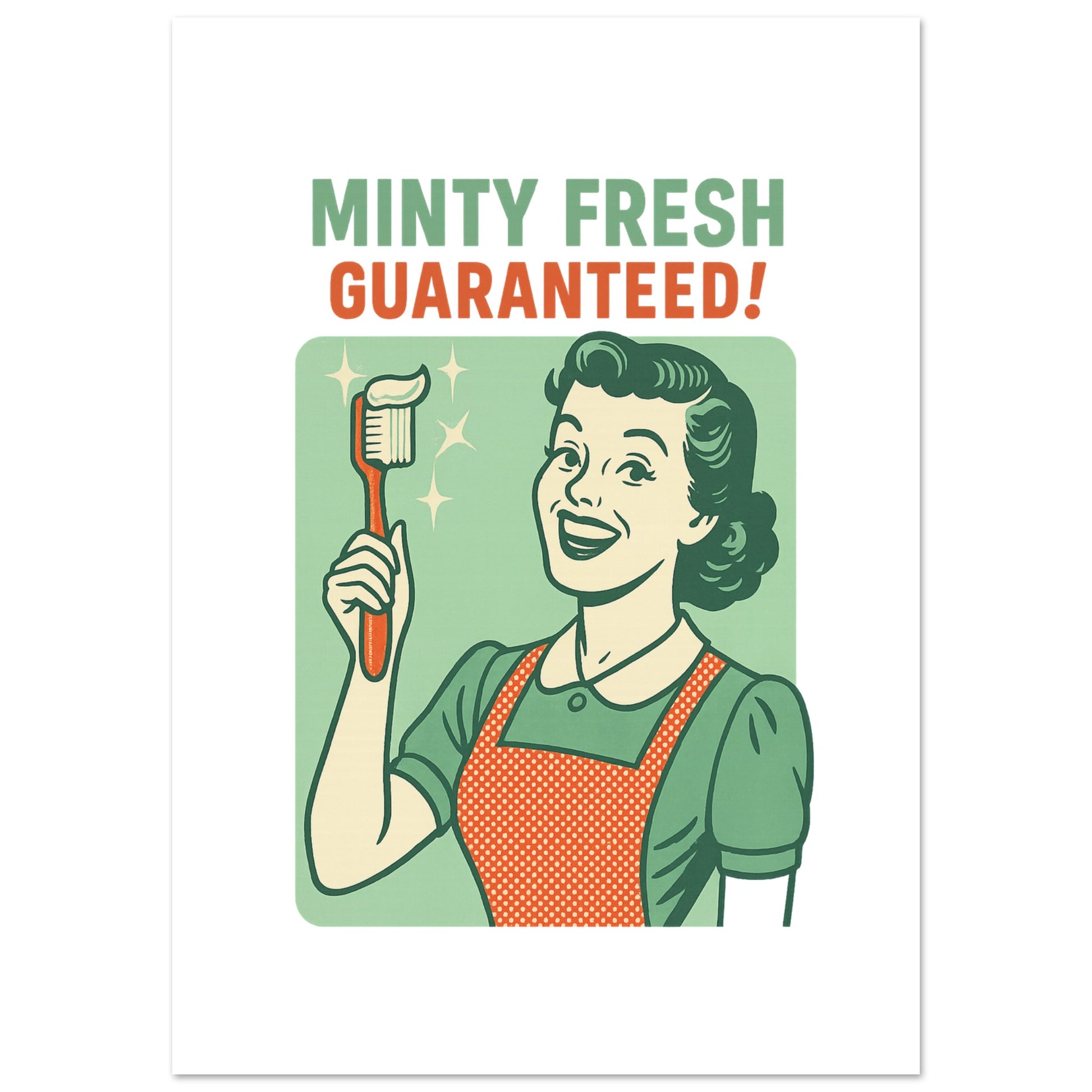 Vintage Dental Art Poster – “Minty Fresh Guaranteed” Retro Style - F4 Custom Prints