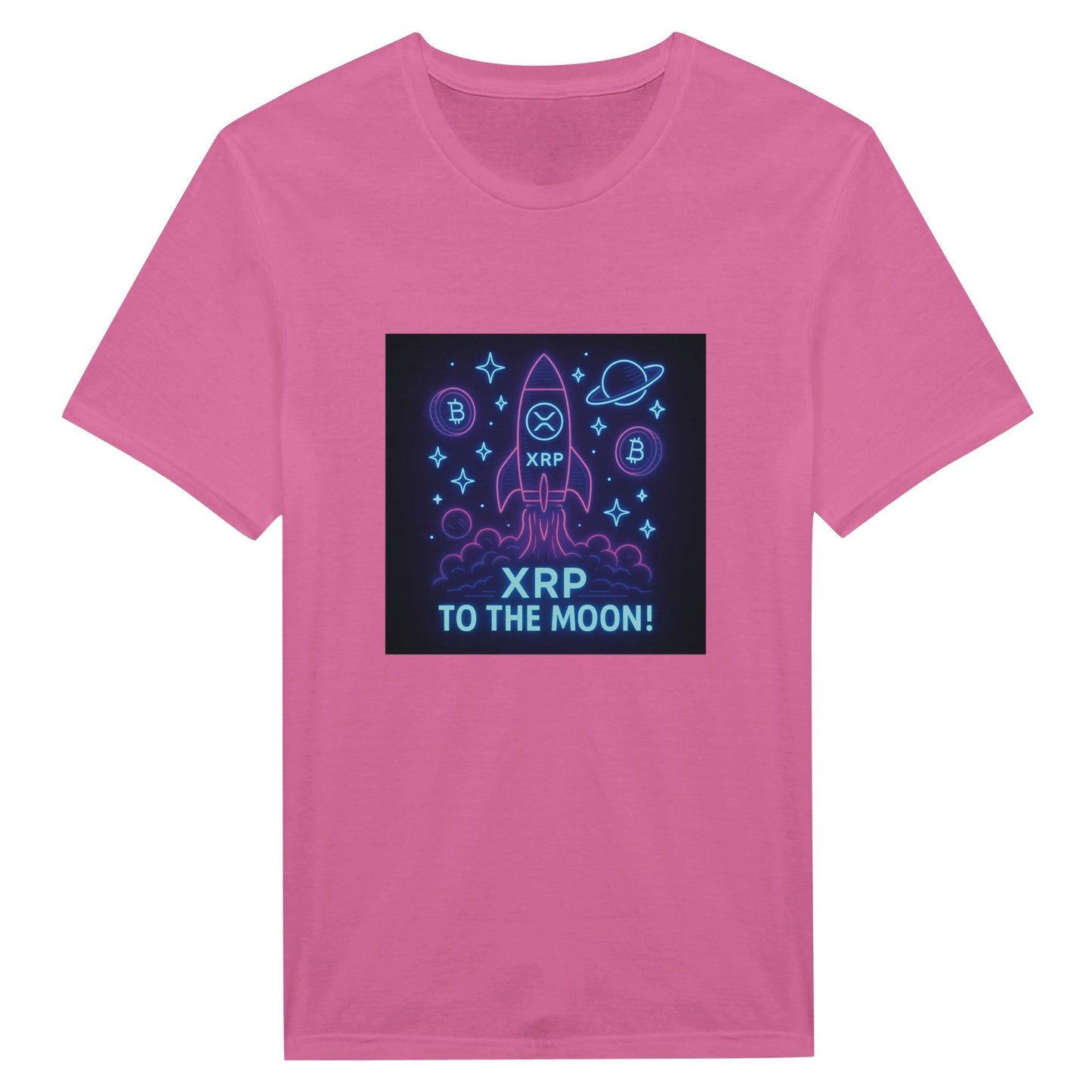 XRP To The Moon T-Shirt – Neon Crypto Rocket Graphic Tee - F4 Custom Prints