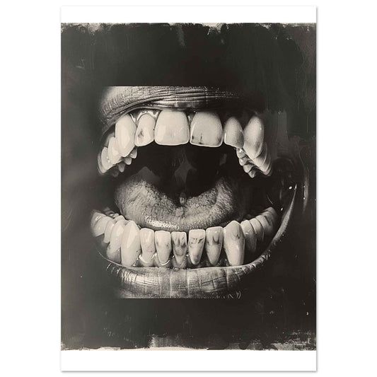Open Mouth Portrait Poster – Striking Black & White Wall Art (Multiple Sizes Available)
