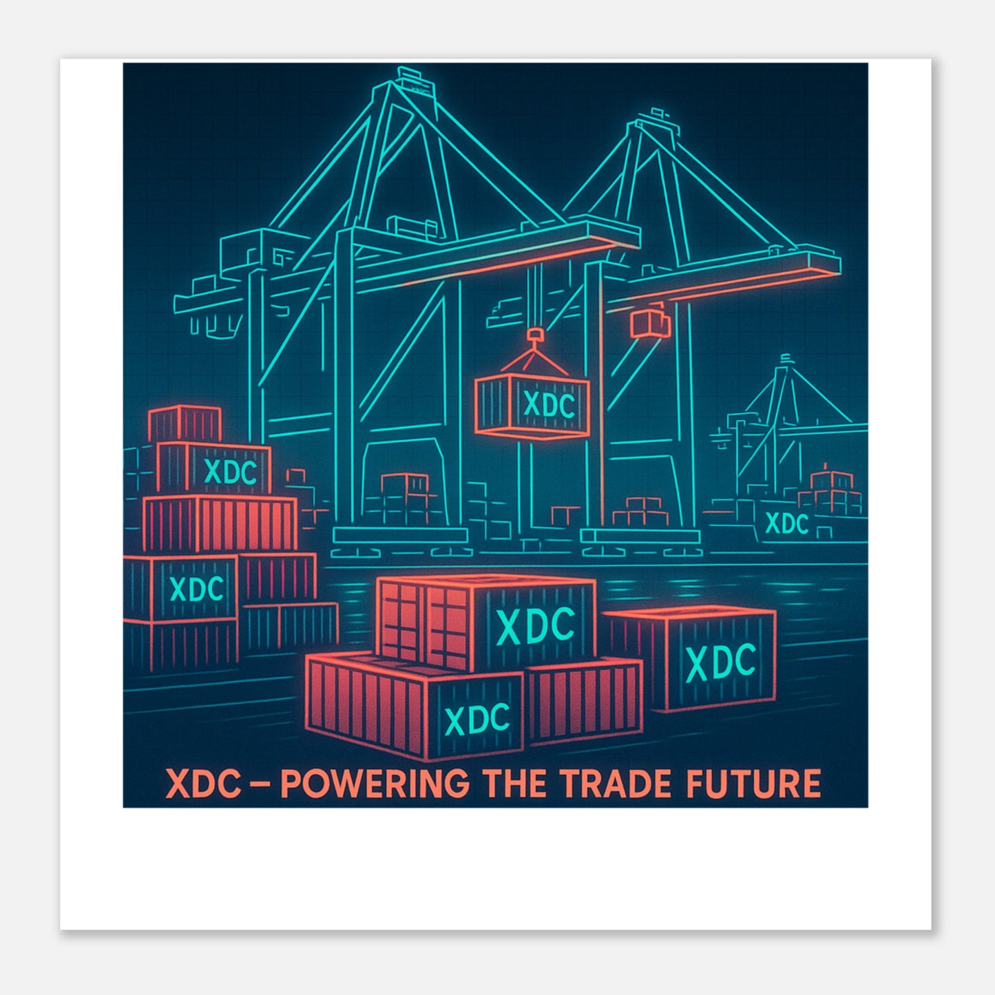 XDC Powering Trade Future Poster – Neon Tech Crypto Wall Art - F4 Custom Prints