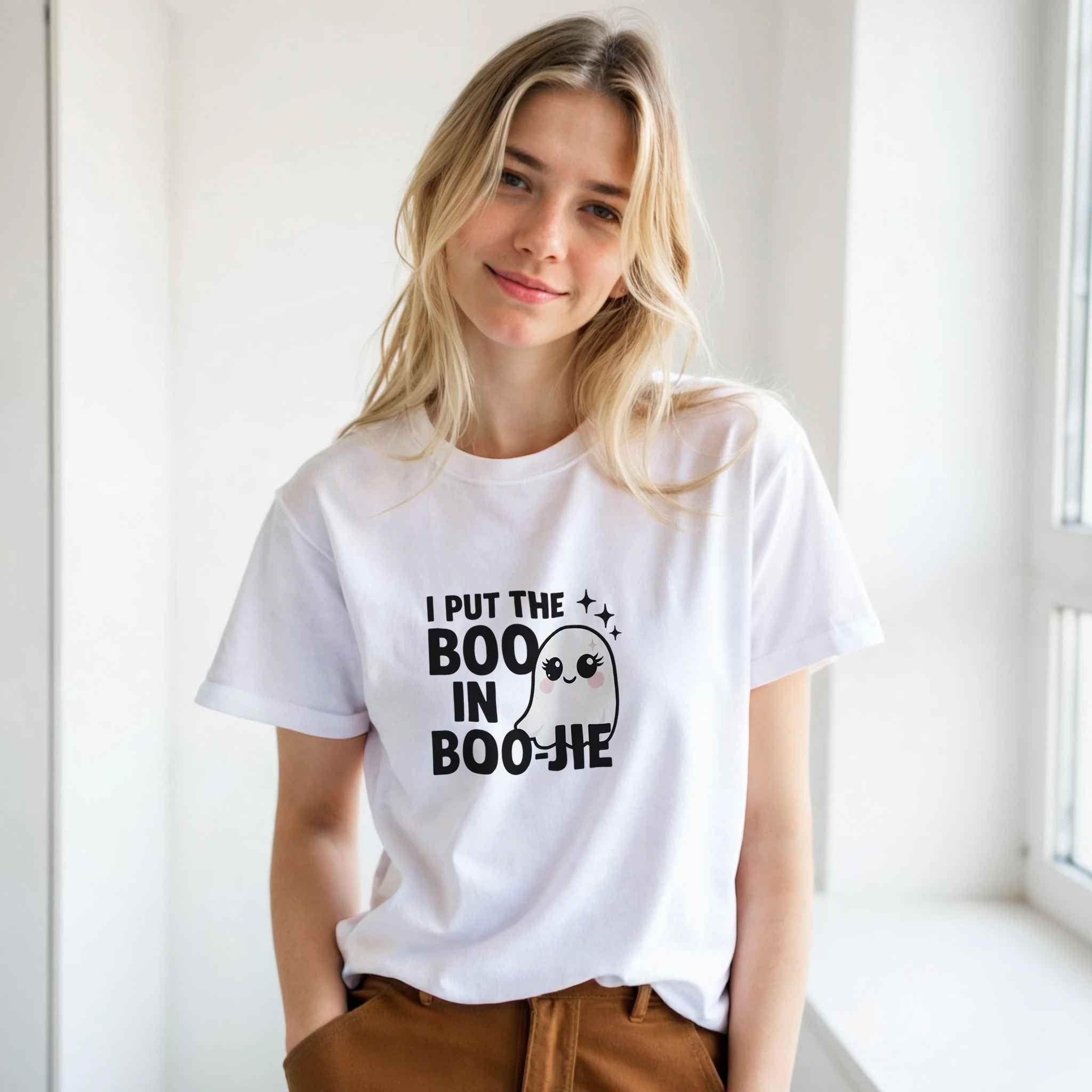 I Put the Boo in Boo-Jie T-Shirt | Cute Ghost Halloween | Spooky Season Style