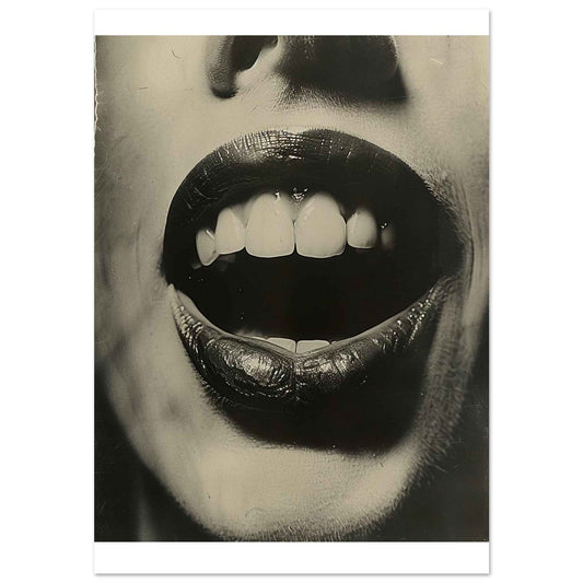 "Crimson Siren" Poster – Vintage Noir Mouth Art (Multiple Sizes Available)