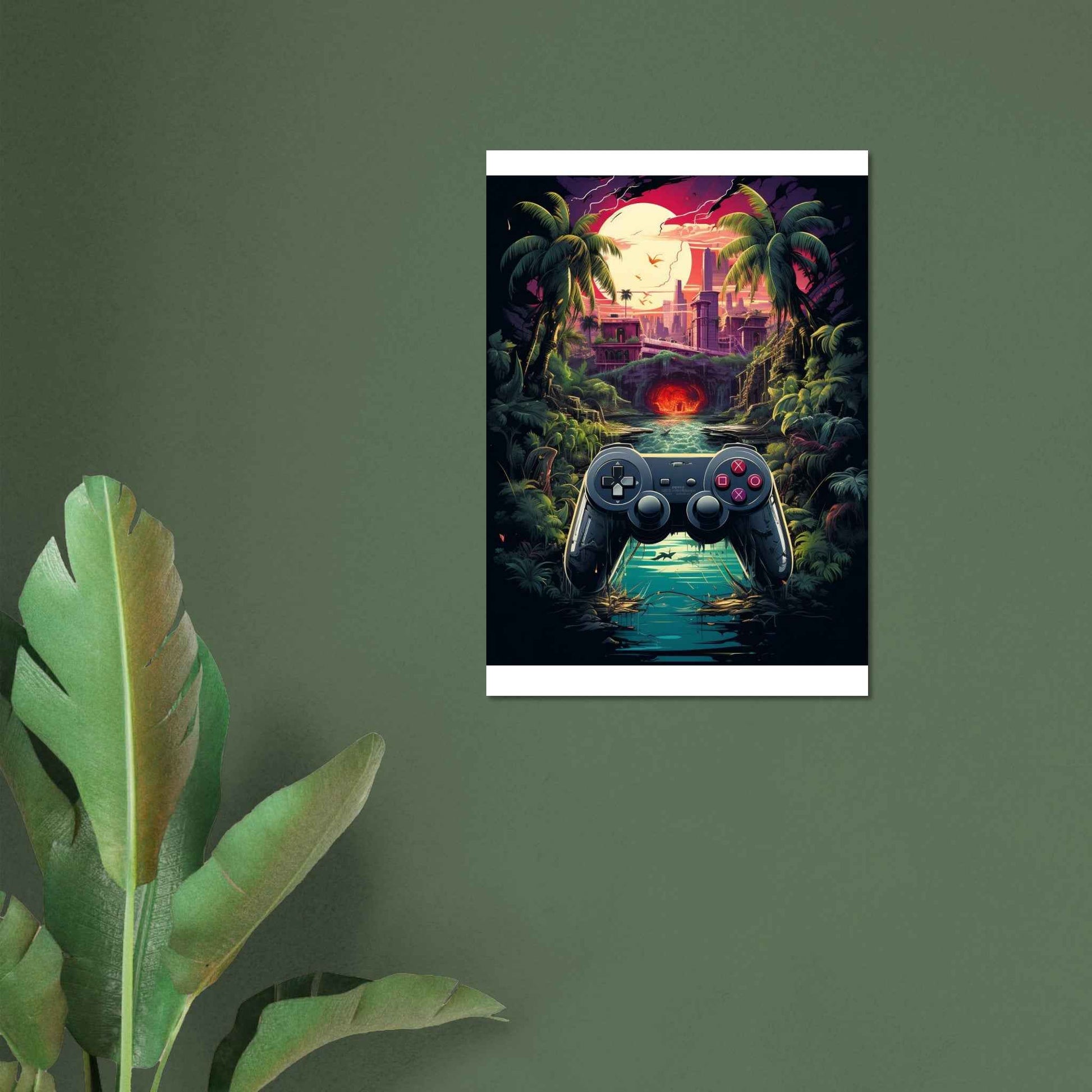 "Gamer's Paradise" Poster – Retro-Futuristic Gaming Wall Art (Multiple Sizes Available)