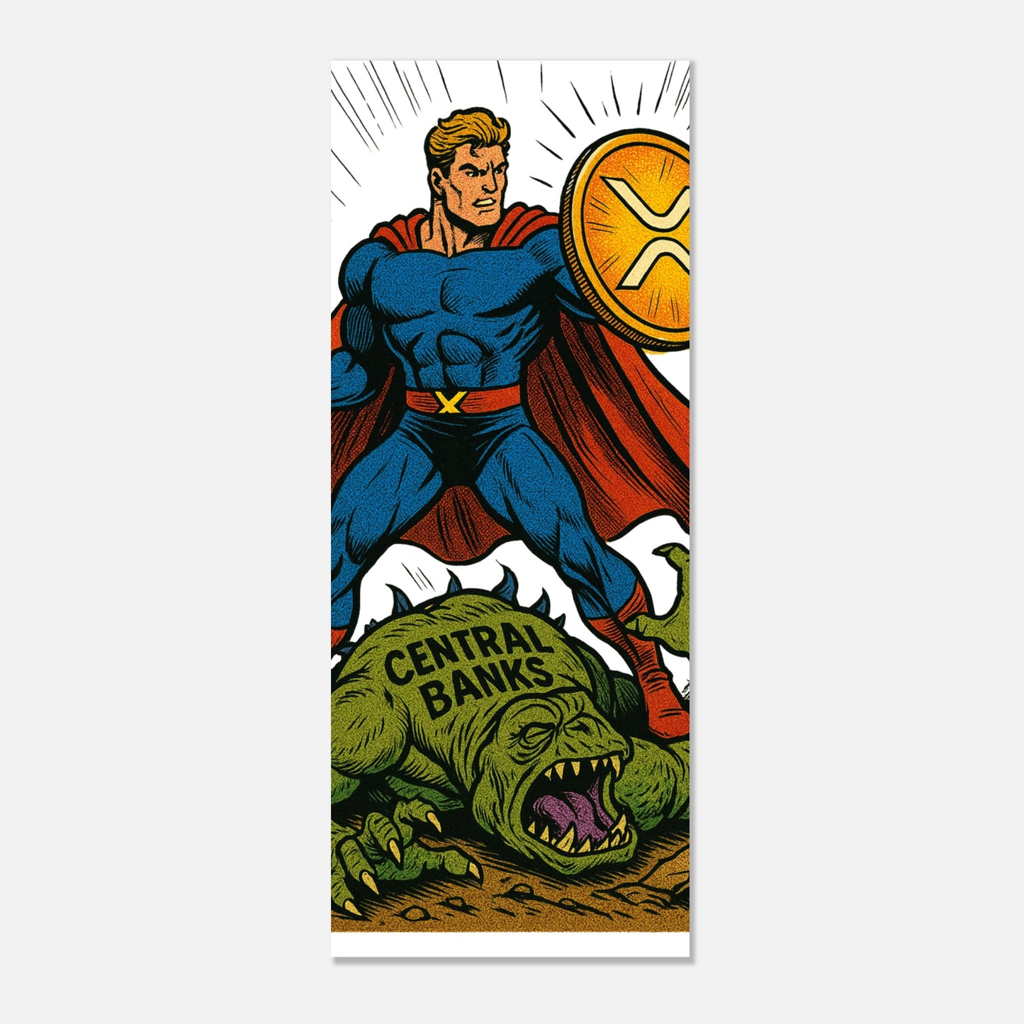 XRP Superhero Poster – Crypto Freedom Fighter Wall Art - F4 Custom Prints