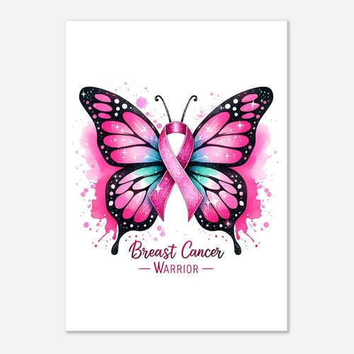 Breast Cancer Warrior Butterfly Fine Art Poster