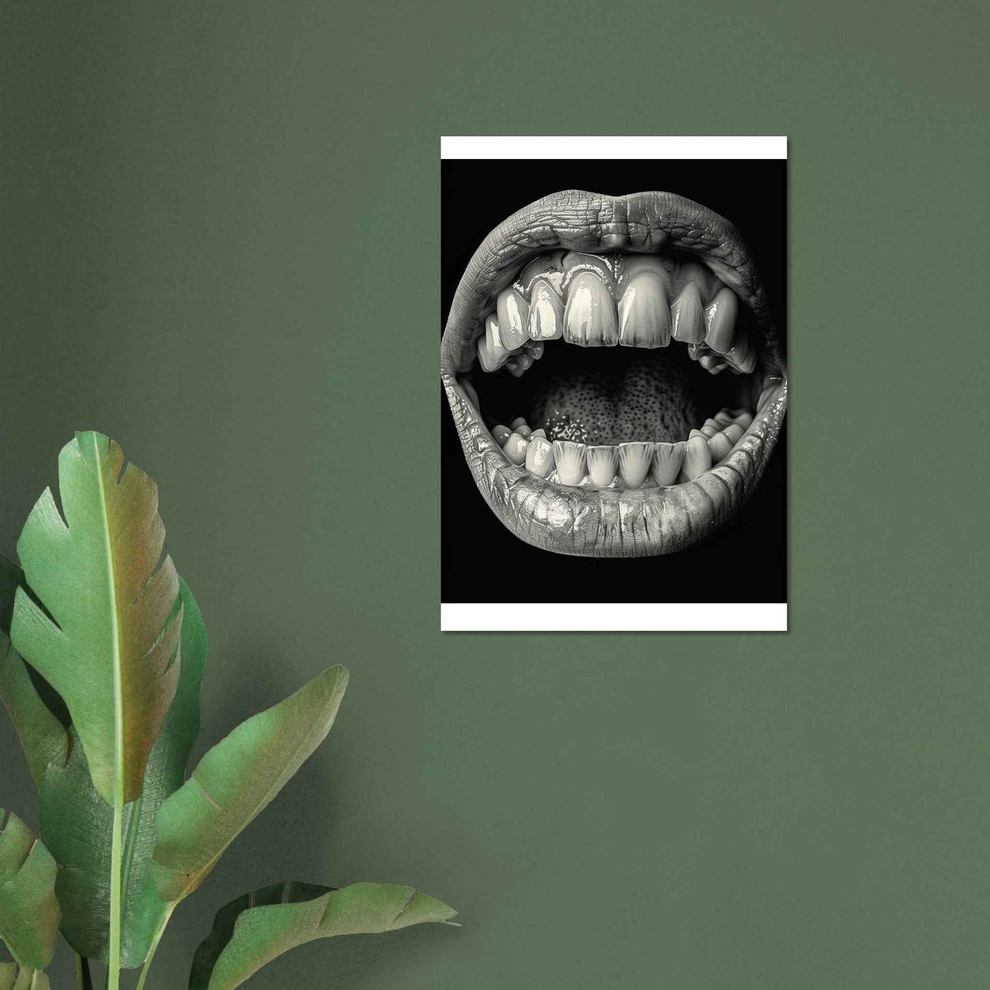 “Open Mouth & Teeth” Poster – Striking Black and White Art (Multiple Sizes Available)