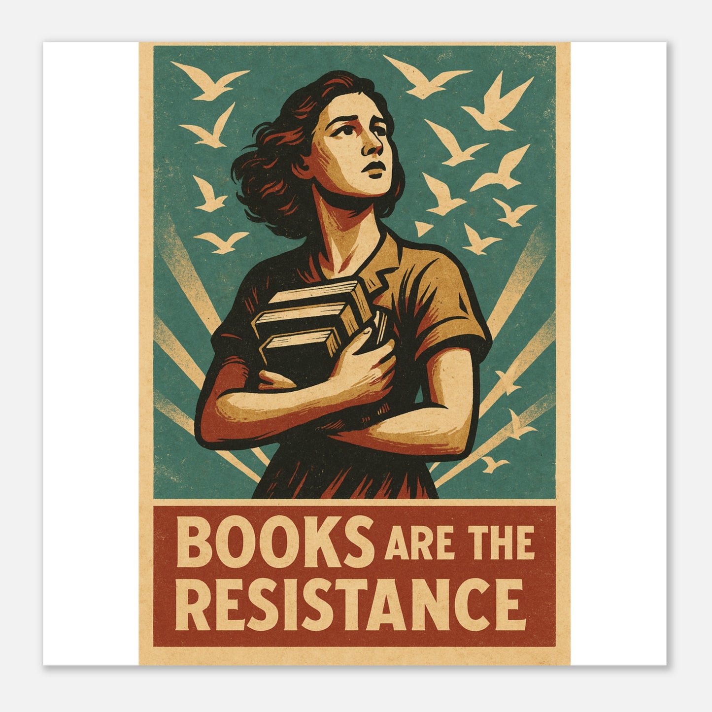 Books Are The Resistance Poster – Vintage Activist Wall Art - F4 Custom Prints