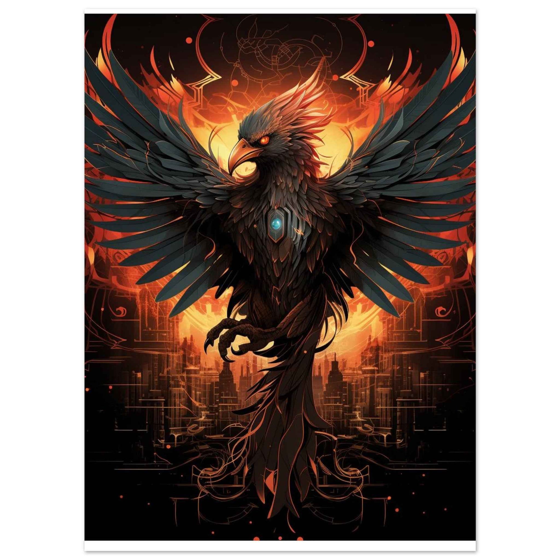 "Crimson Phoenix" Poster – Mythical Firebird Wall Art (Multiple Sizes Available)