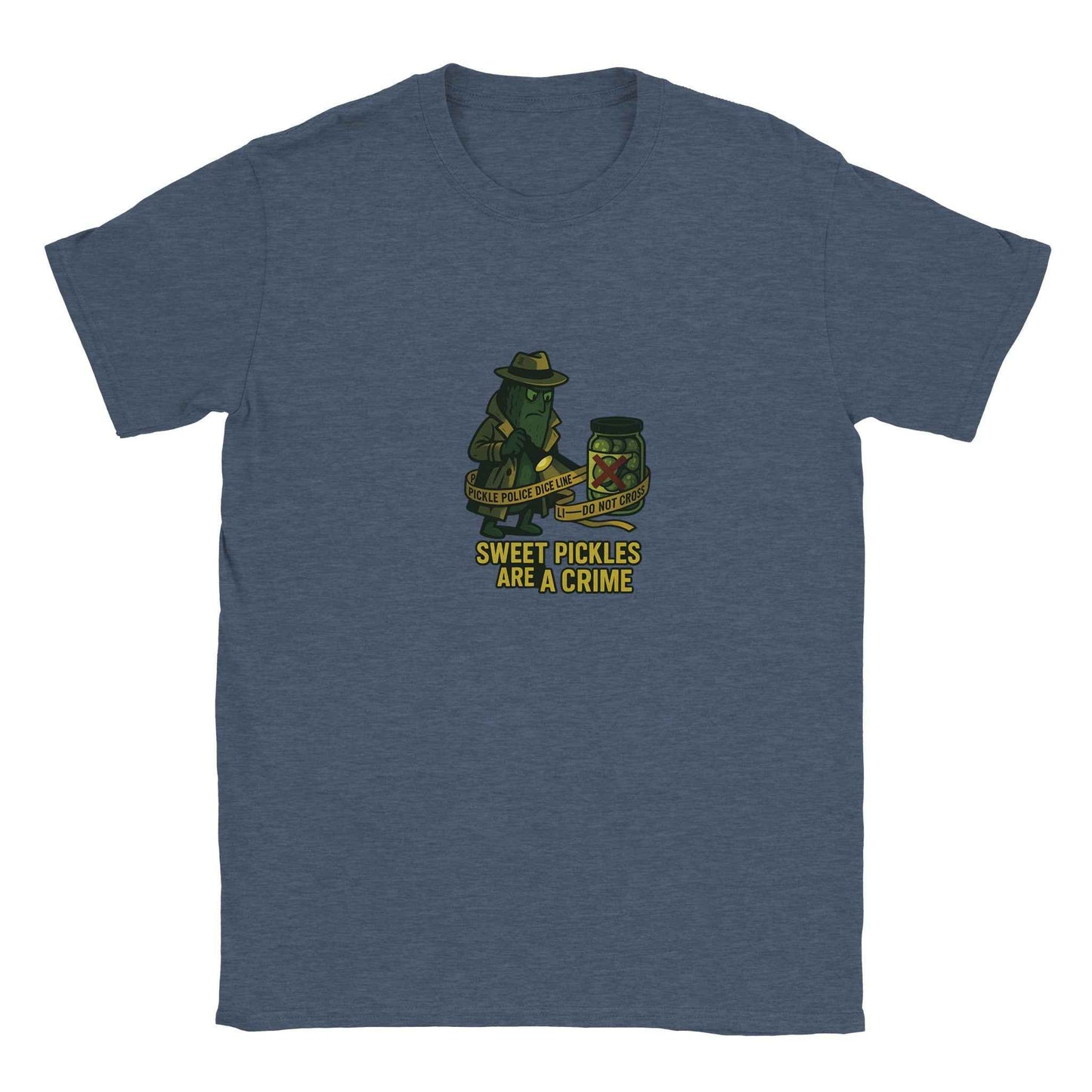 ‘Sweet Pickles Are A Crime’ Pickle T-Shirt – Detective-Style Brine Sleuth Graphic