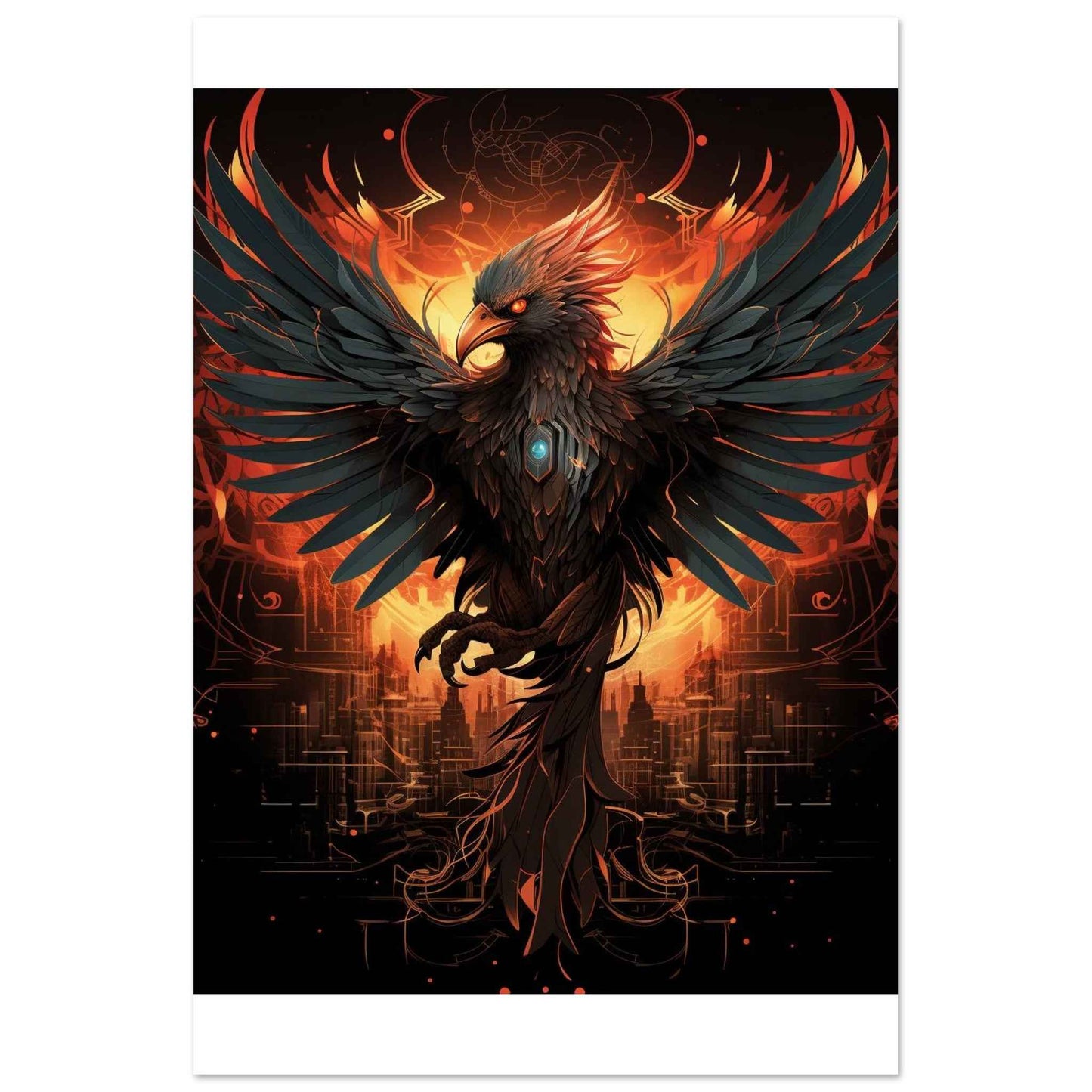 "Crimson Phoenix" Poster – Mythical Firebird Wall Art (Multiple Sizes Available)