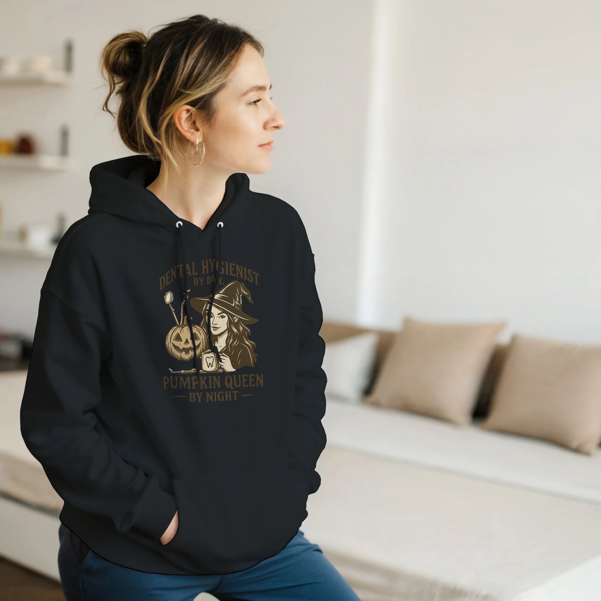 Dental Hygienist Halloween Hoodie – Pumpkin Queen by Night Hoodie - F4 Custom Prints