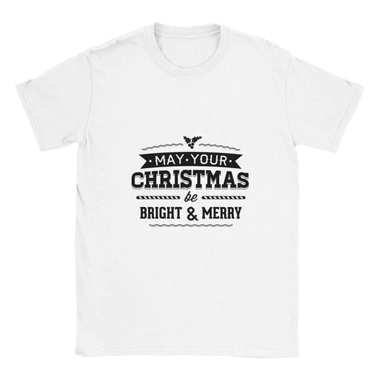 Merry & Bright Christmas Holly Tee – Festive Holiday Graphic Tee in Your Choice of Colors