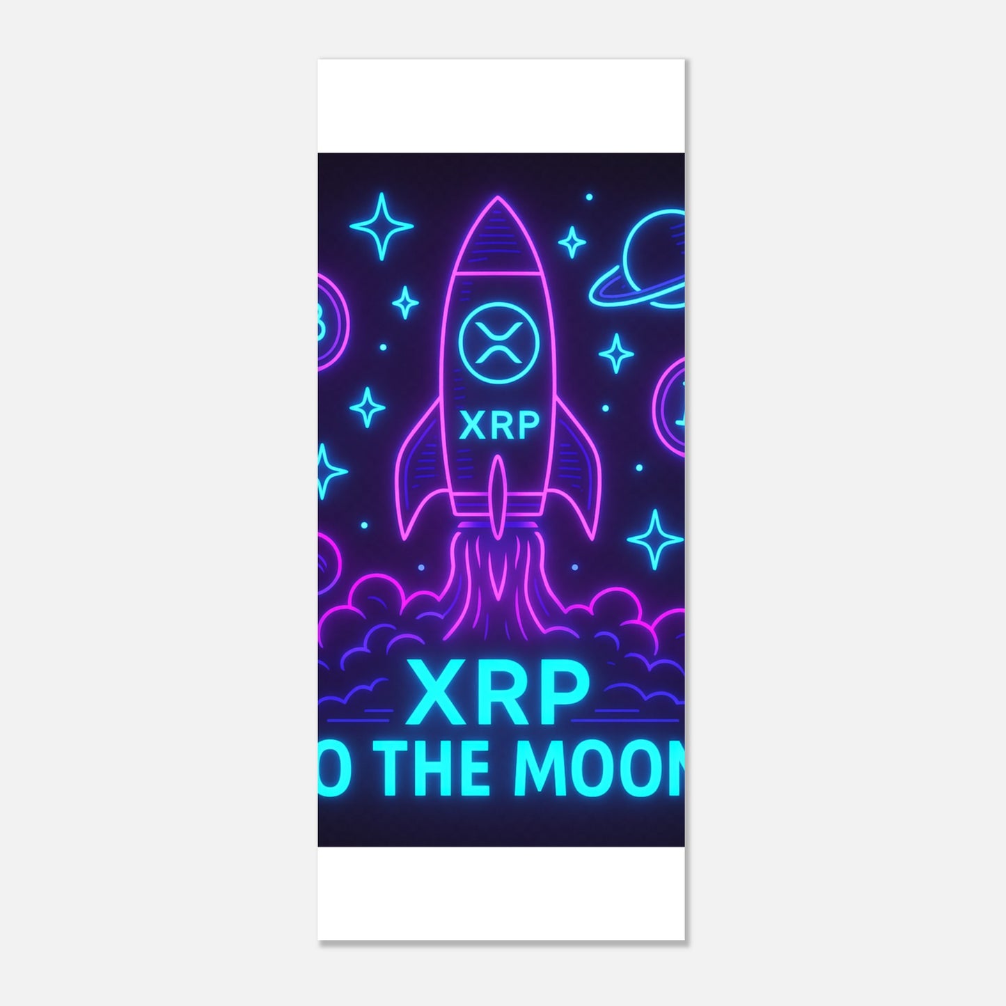 XRP To The Moon Poster – Neon Crypto Hype Wall Art - F4 Custom Prints