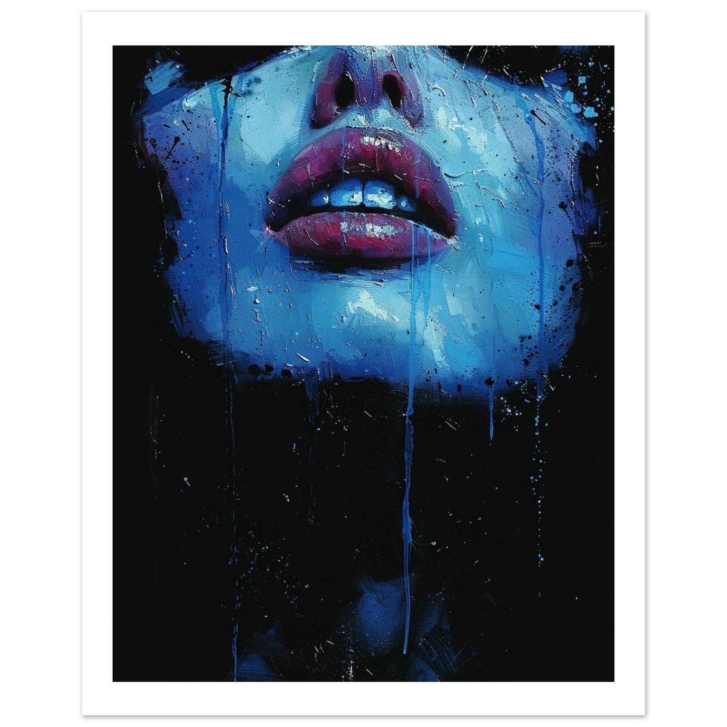 "Blue Ecstasy" Poster – Vivid Abstract Portrait Wall Art (Multiple Sizes Available)