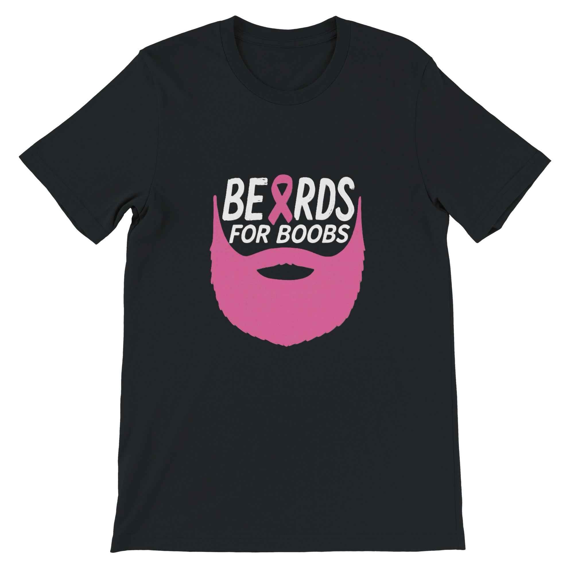 Beards for Boobs Awareness T-Shirt | Pink Ribbon Beard Tee | Breast Cancer Support Shirt