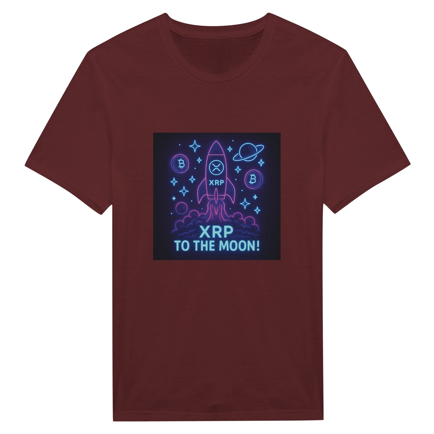 XRP To The Moon T-Shirt – Neon Crypto Rocket Graphic Tee - F4 Custom Prints