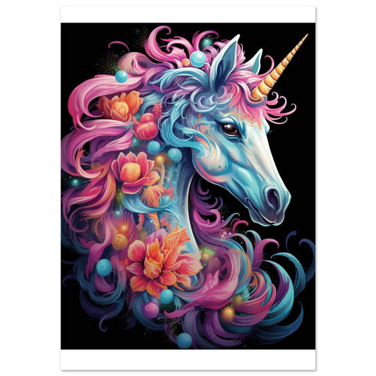 "Neon Fantasy Unicorn" Poster – Vibrant Mythical Wall Art (Multiple Sizes Available)