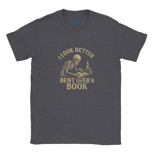 "I Look Better Bent Over a Book" Bookish T-Shirt – Spooky & Snarky Reader Design in Multiple Colors