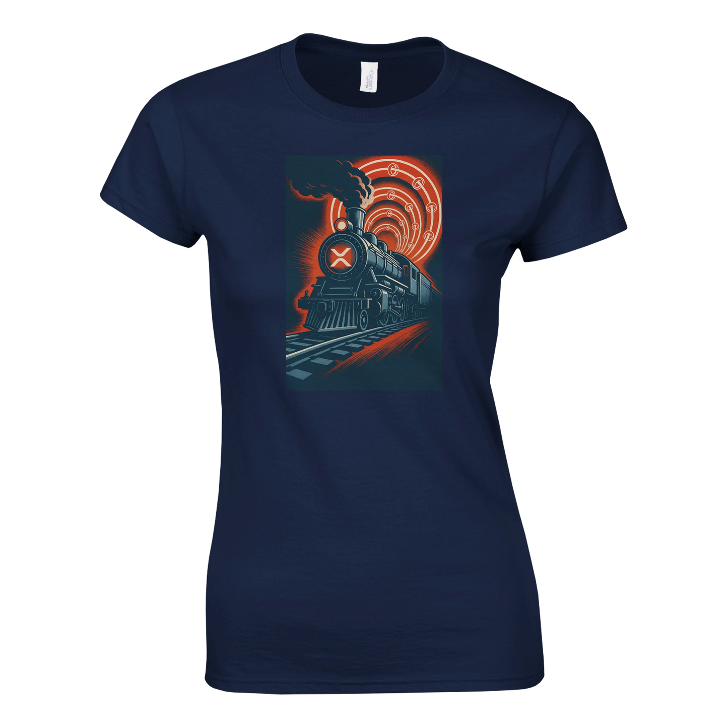 XRP Express Women’s T-Shirt – Vintage Crypto Train Graphic Tee - F4 Custom Prints