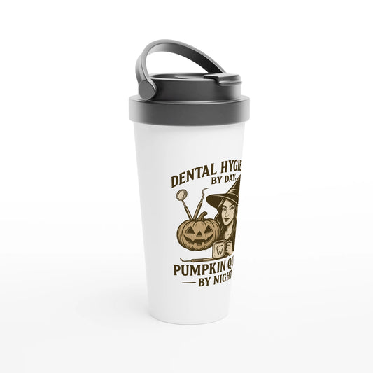 Dental Hygienist Travel Mug – Pumpkin Queen Stainless Steel Mug - F4 Custom Prints