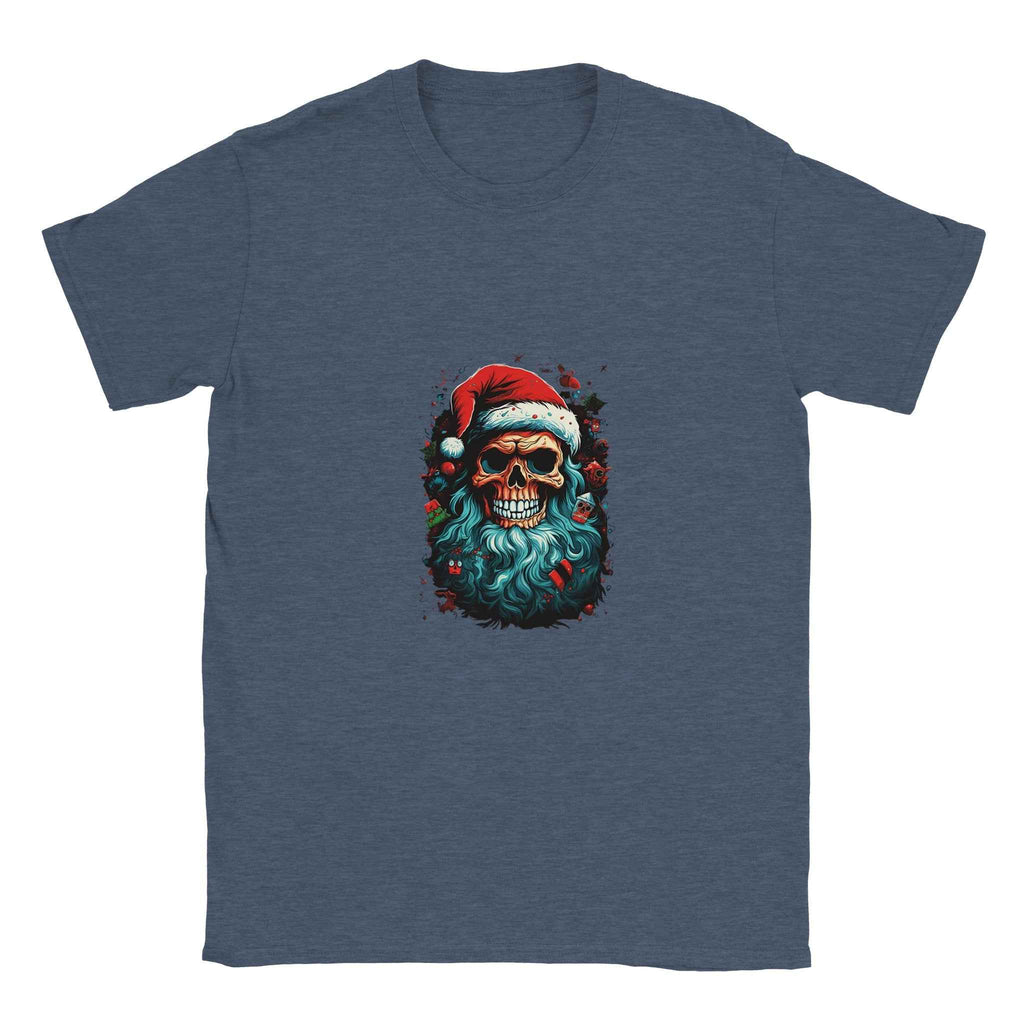 Jolly Santa Skull Christmas Tee – Edgy Holiday Graphic Shirt in Multiple Colors