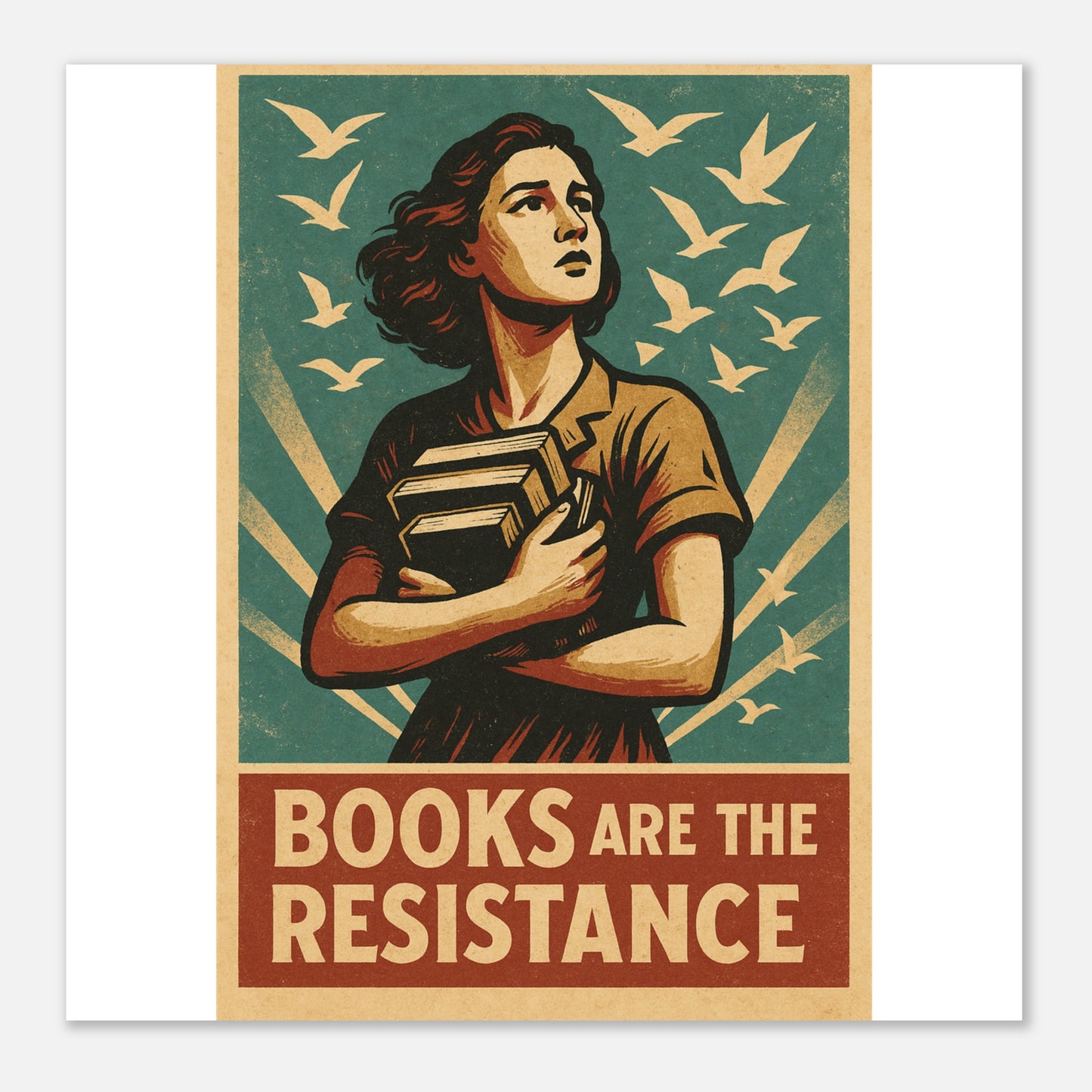 Books Are The Resistance Poster – Vintage Activist Wall Art - F4 Custom Prints