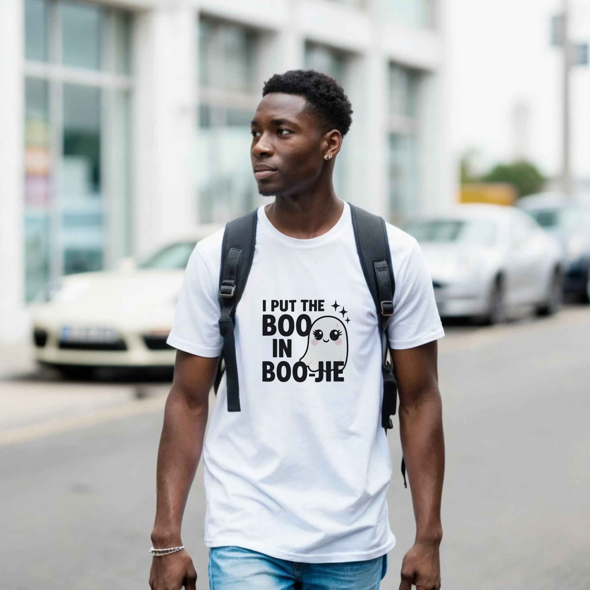 I Put the Boo in Boo-Jie T-Shirt | Cute Ghost Halloween | Spooky Season Style