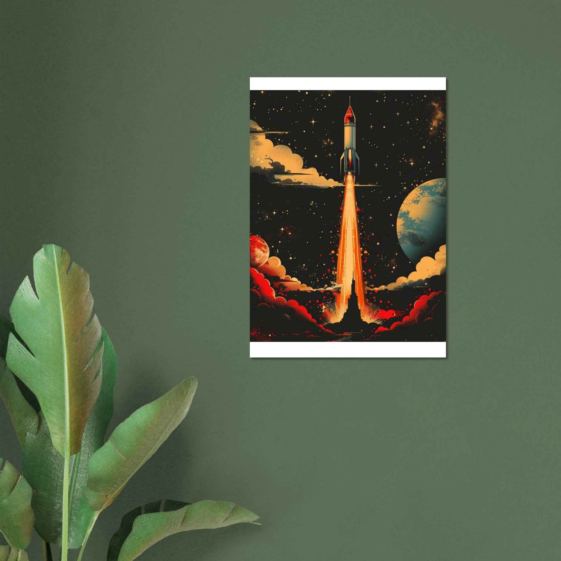 "Cosmic Launch" Poster – Retro Sci-Fi Space Art Print for Home & Office (Multiple Sizes Available)