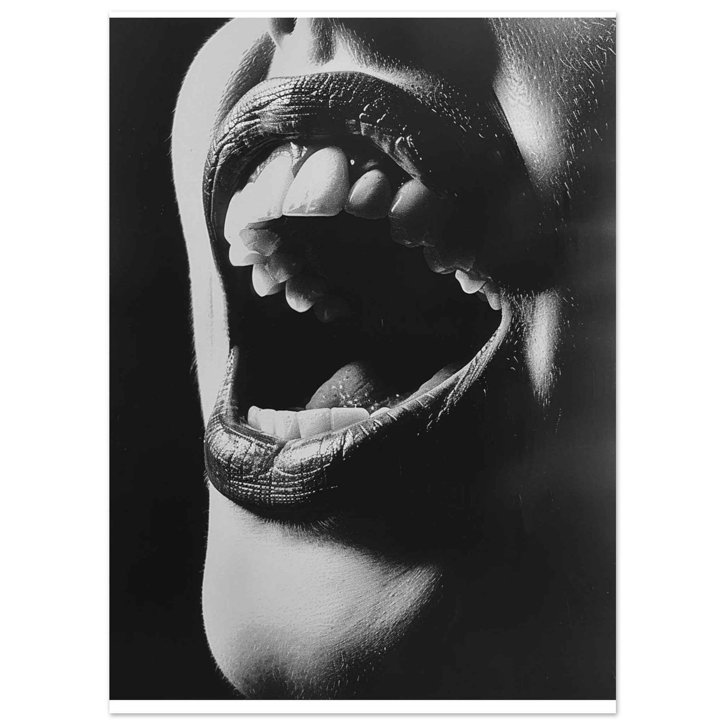 “Open Mouth” Poster – Dramatic Black & White Wall Art (Multiple Sizes Available)