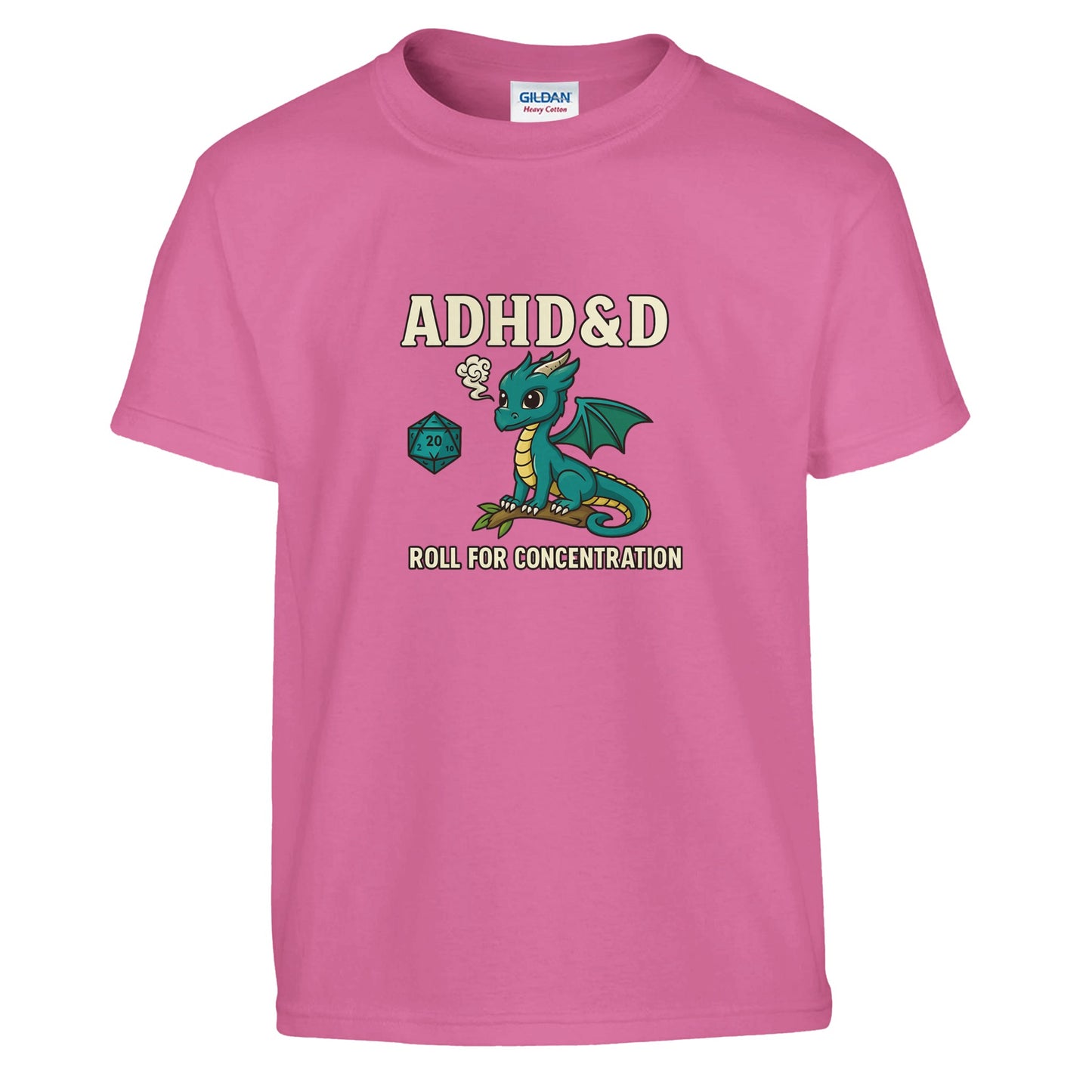 ADHD &D Kids T-Shirt — Roll for Concentration Dragon Edition - F4 Custom Prints