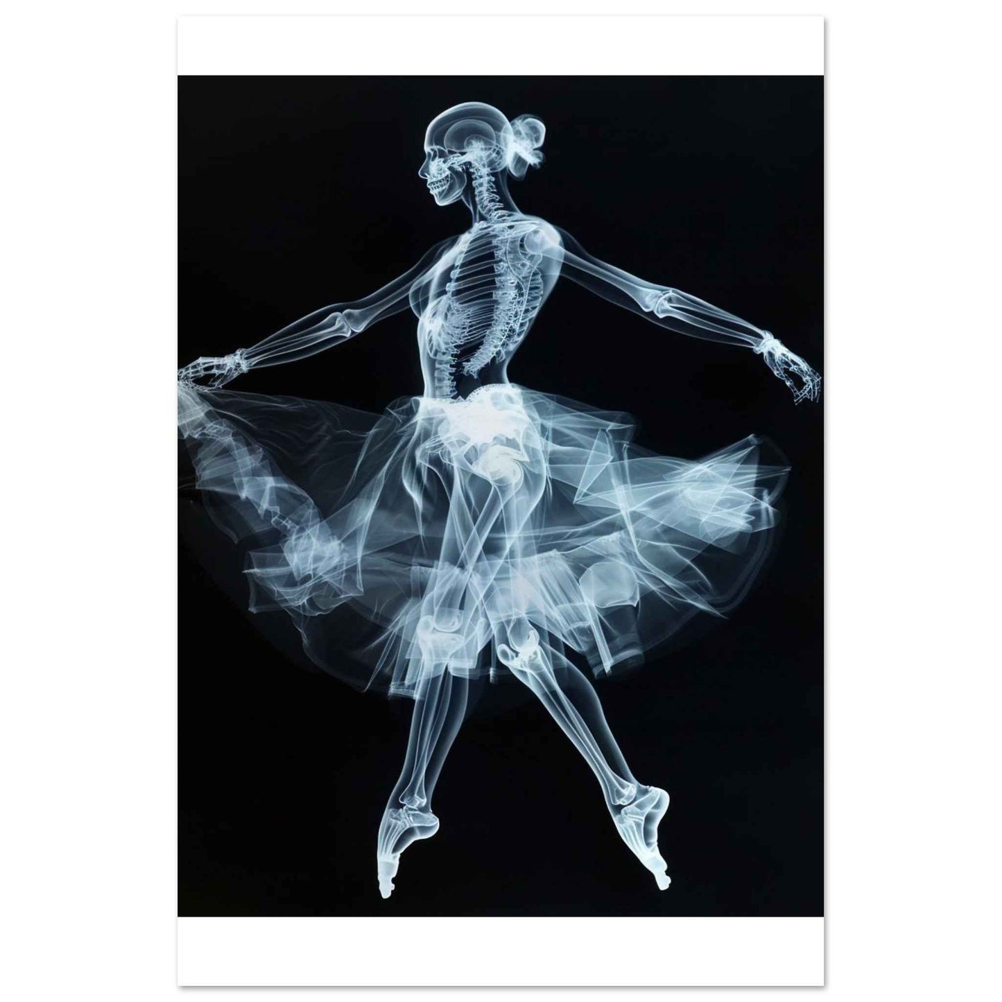 "Skeleton Ballerina" Poster – Ethereal X-Ray Dance Art (Multiple Sizes Available)
