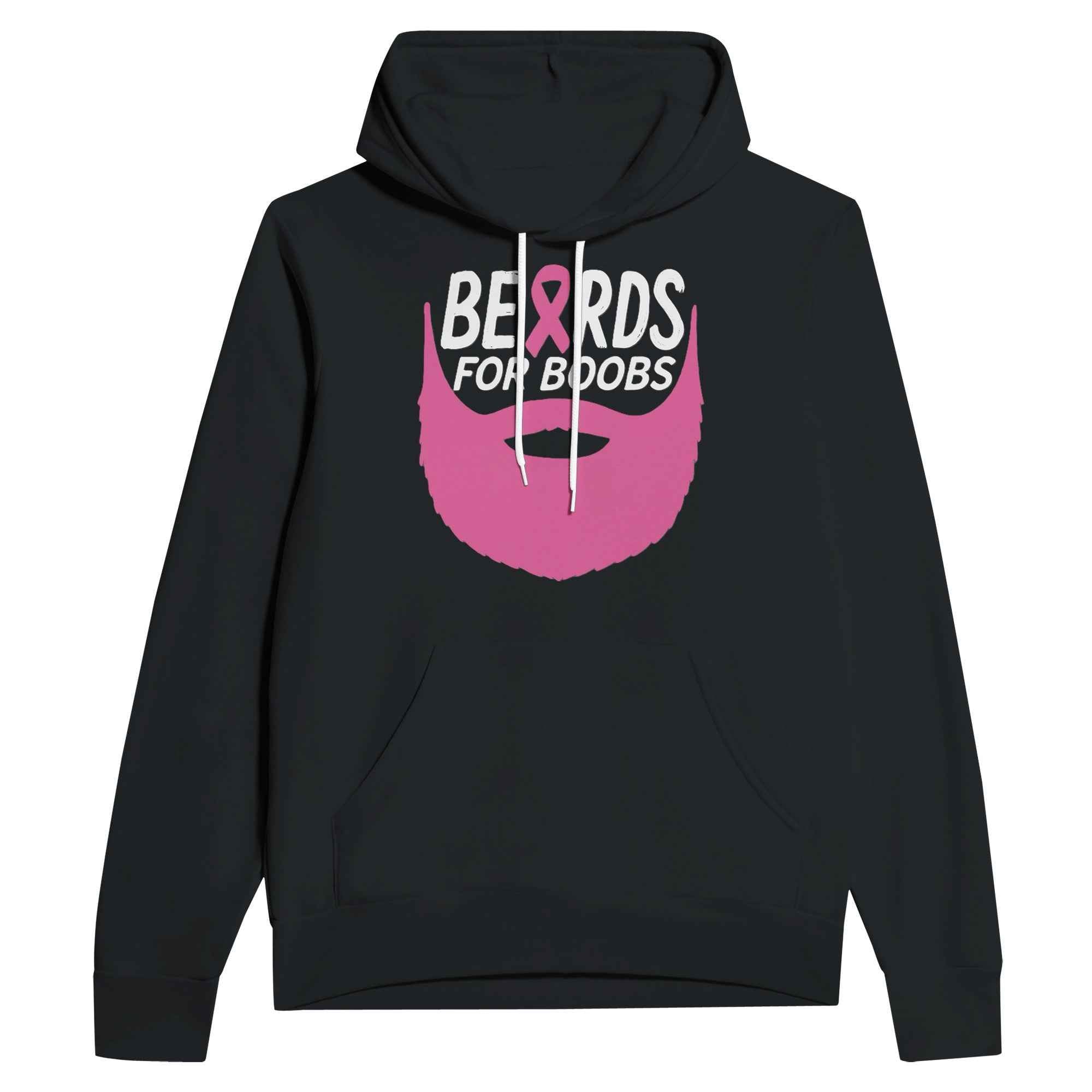 Beards for Boobs Hoodie: Pink Ribbon Breast Cancer Support