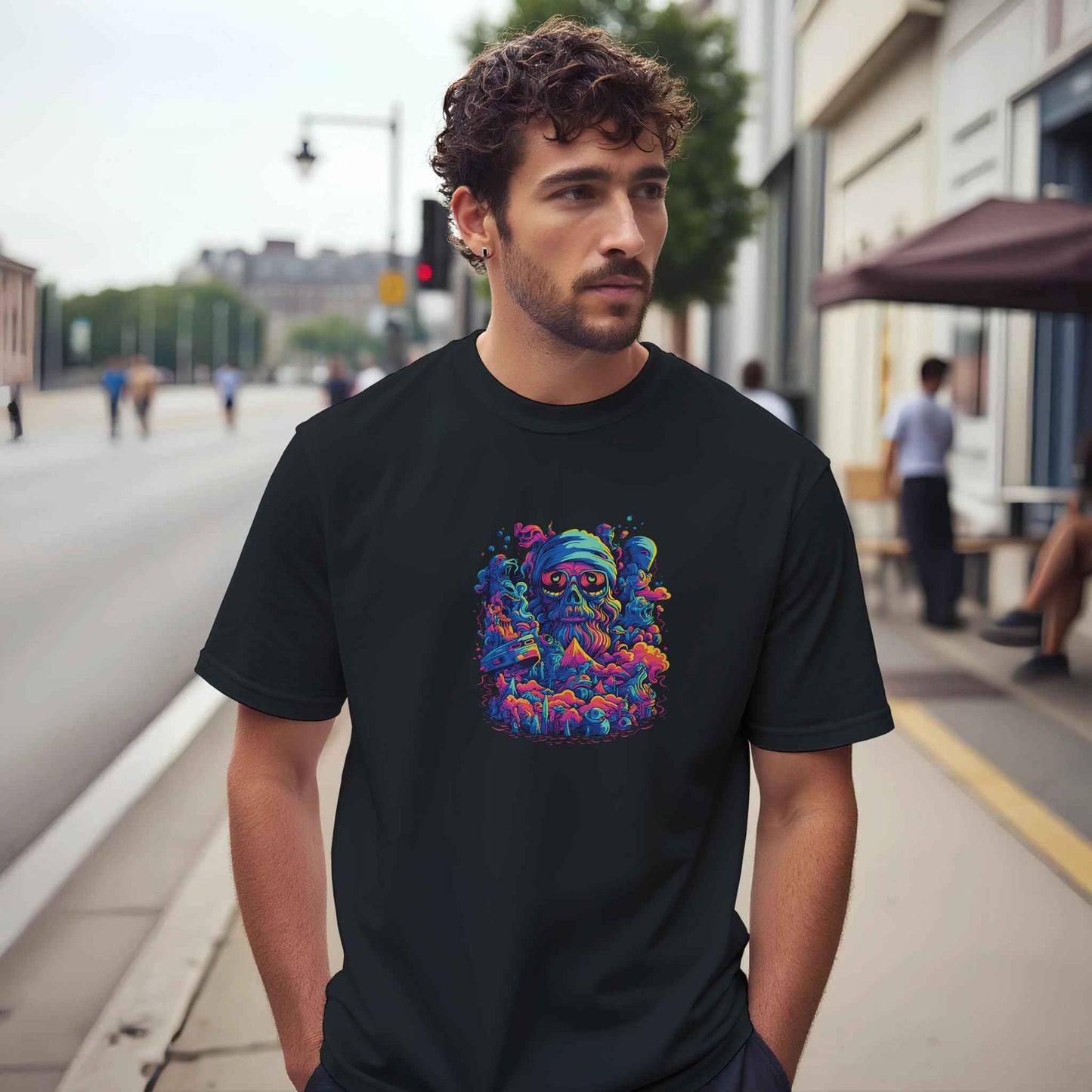 Psychedelic Skull Boombox Graphic Tee – Premium Comfort & Bold Style for Everyday Wear