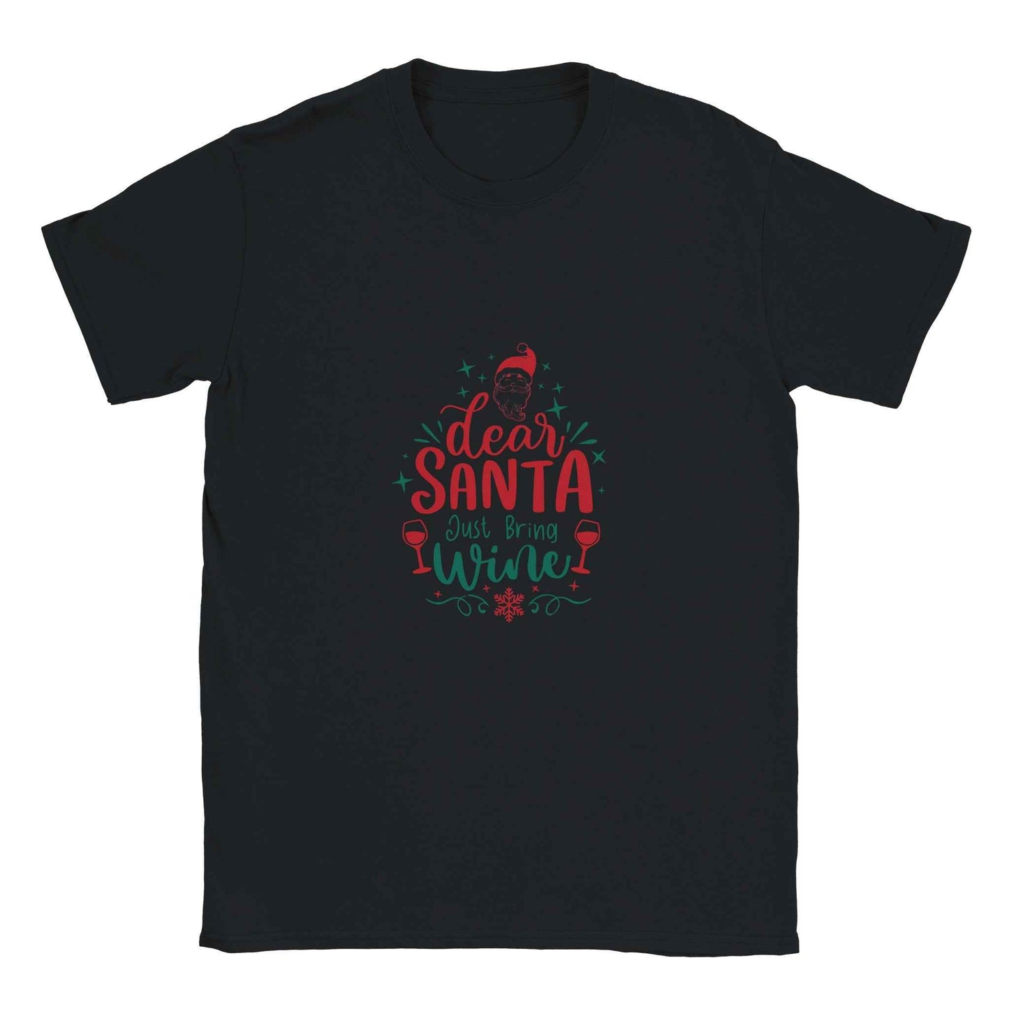 Dear Santa Just Bring Wine – Festive Holiday Graphic Tee | Unisex Christmas Shirt in Multiple Colors